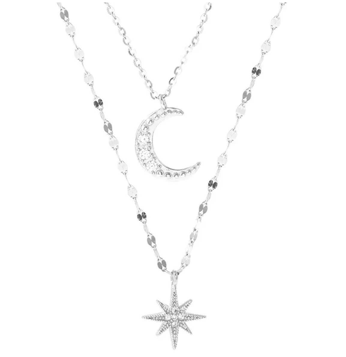 The Moon and Star Dual Chain Necklace