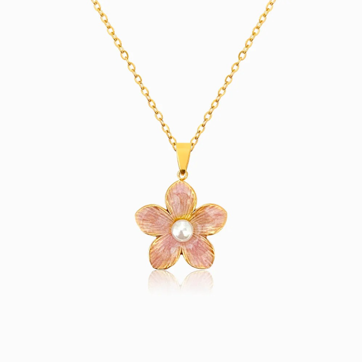 Pink Flower Pendant Necklace