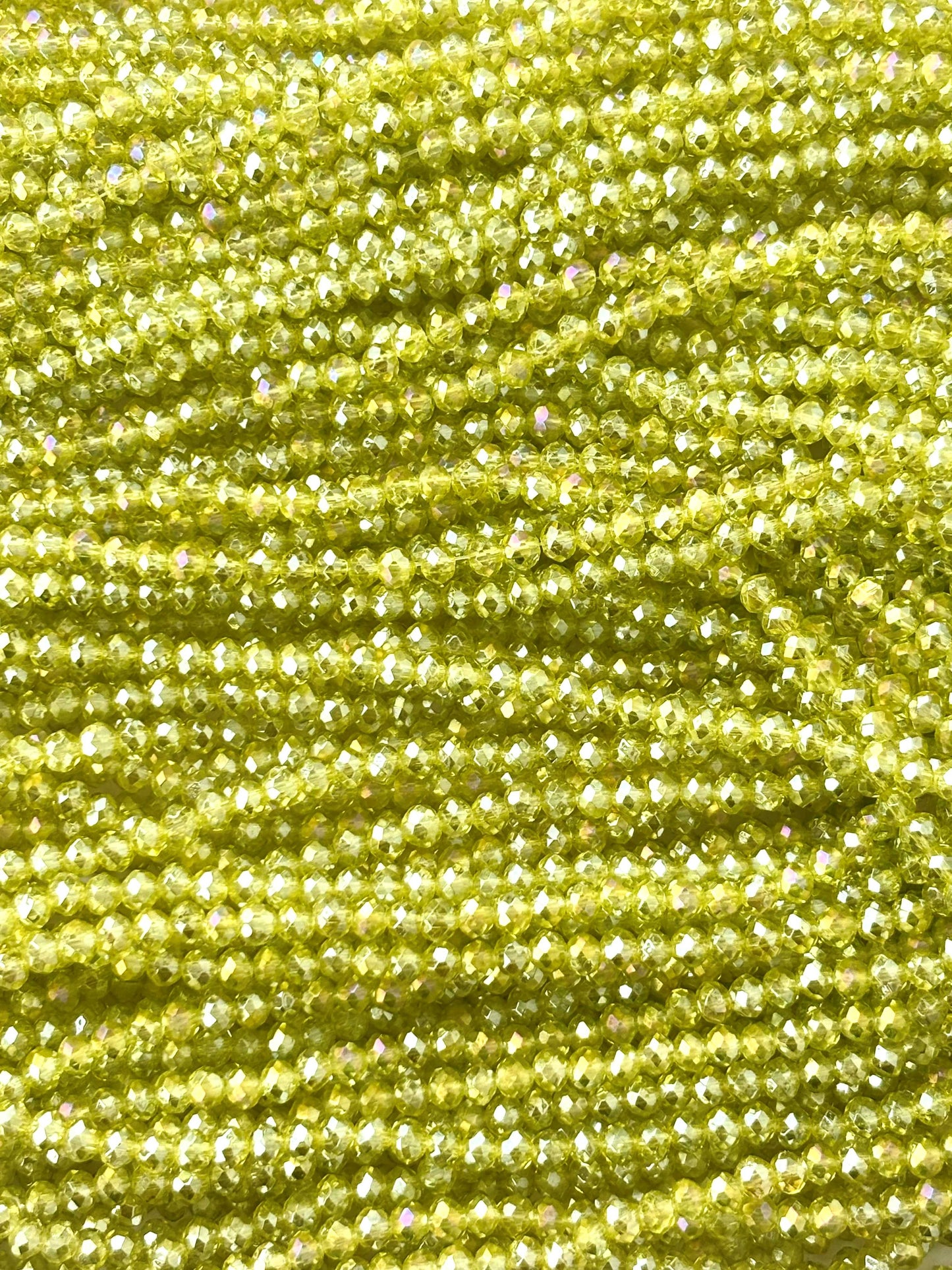 Lime Green Rondelle Crystal Beads 4MM