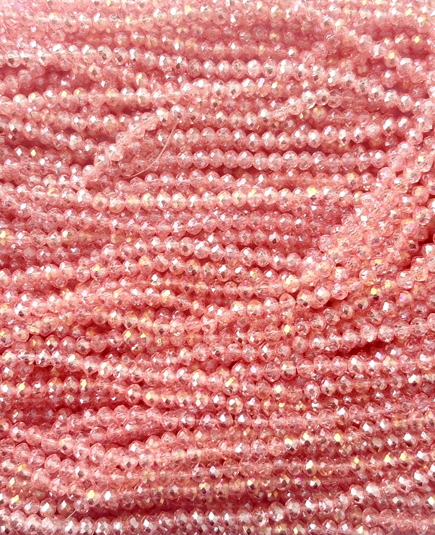 Light Peach Pink Rondelle Crystal Beads 4MM