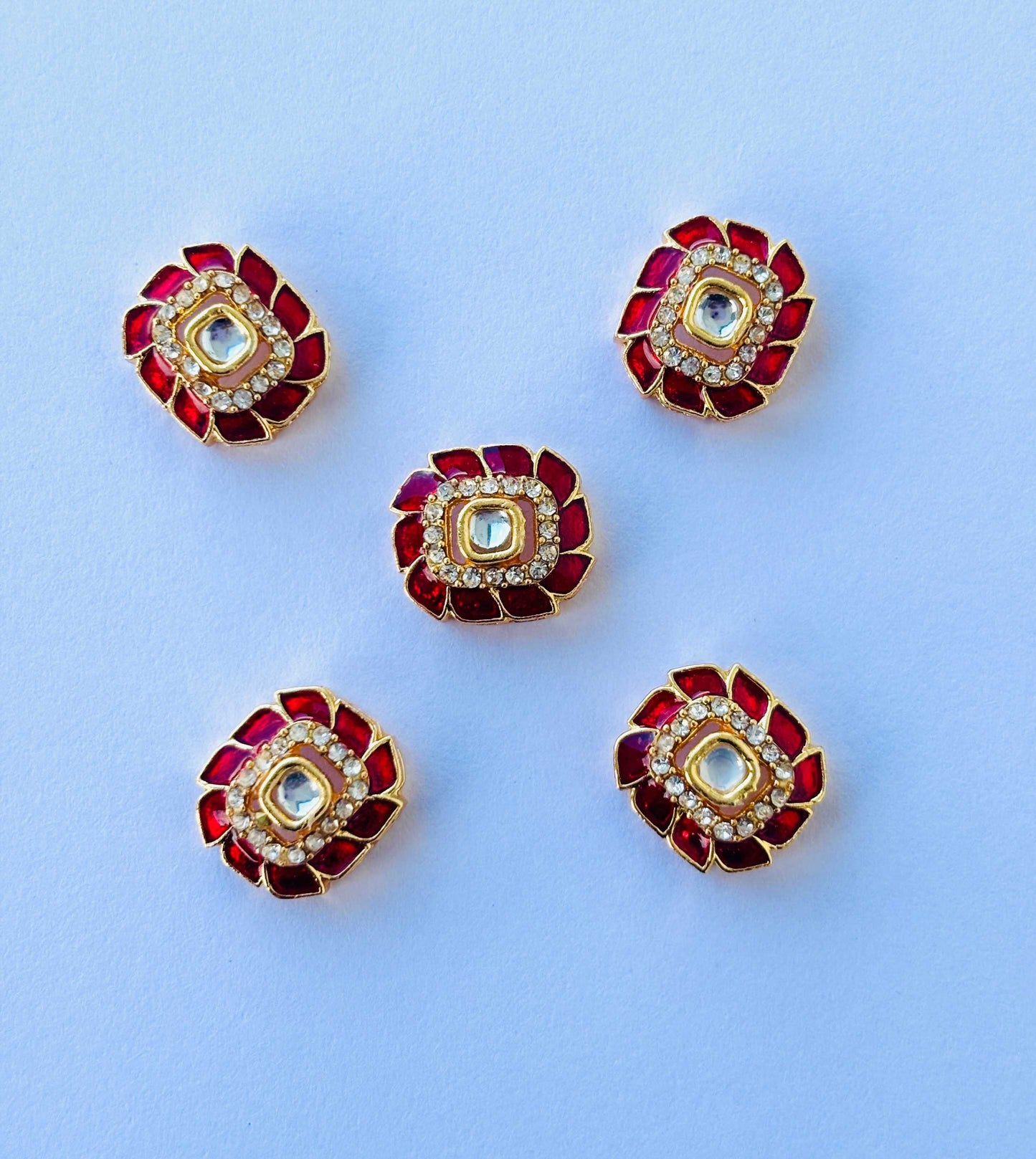 Red Meenakari Kundans