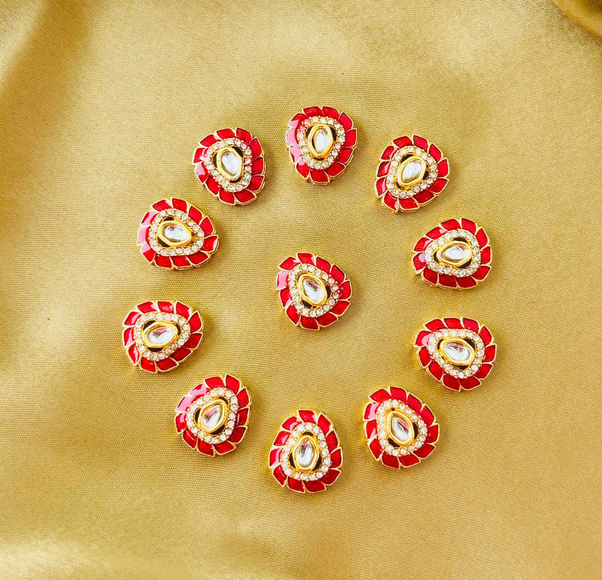 Red Oval Meenakari Charms and Connectors