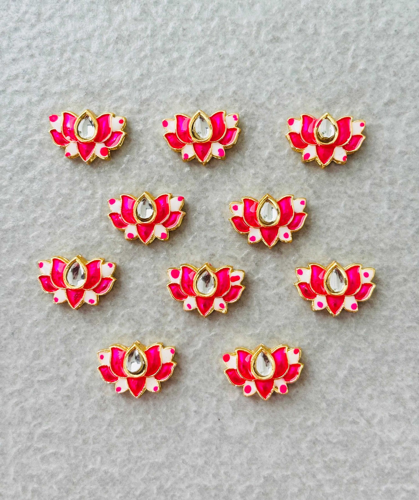 Pink Lotus Meenakari Kundan Connectors