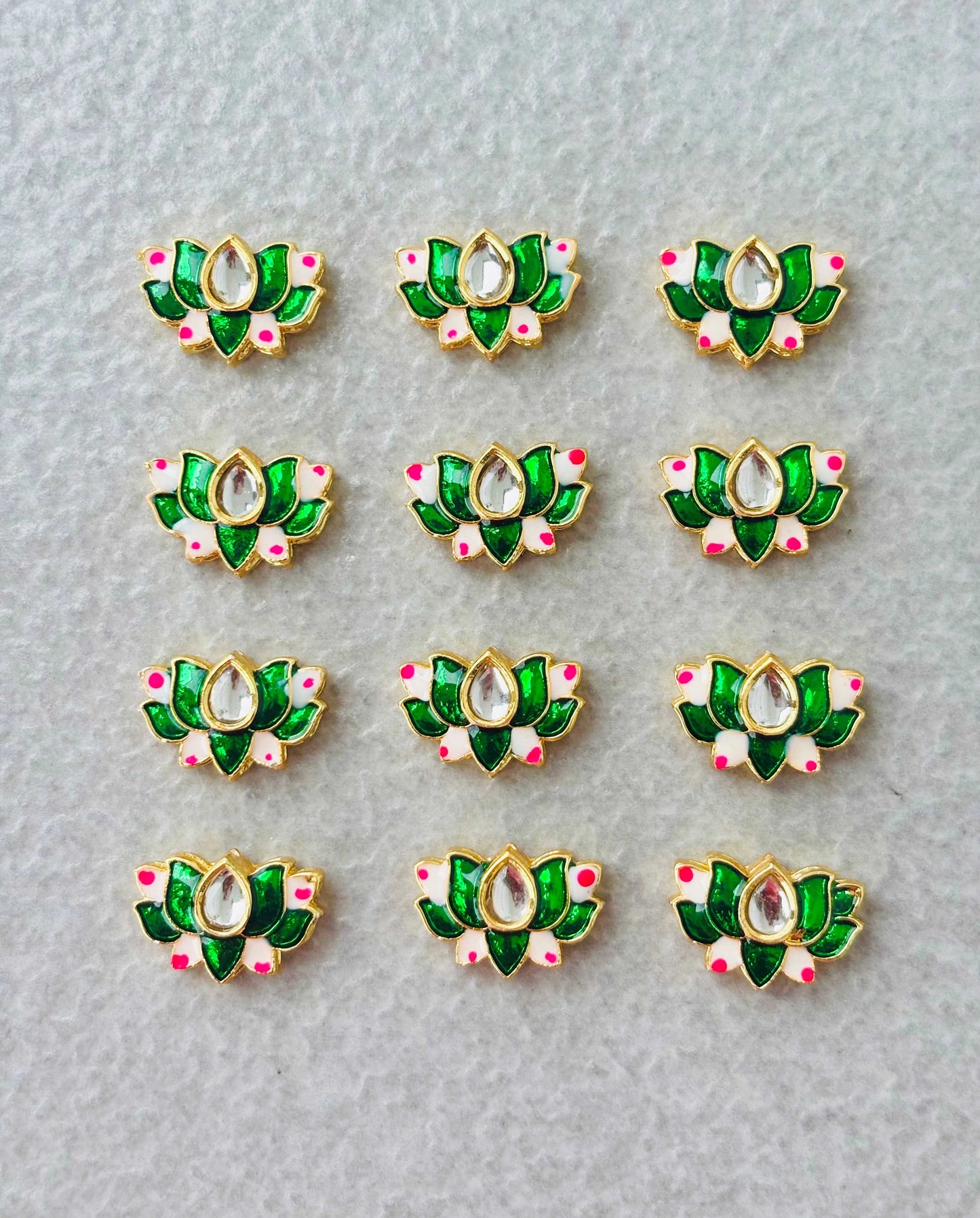 Green Lotus Meenakari Kundan Connectors
