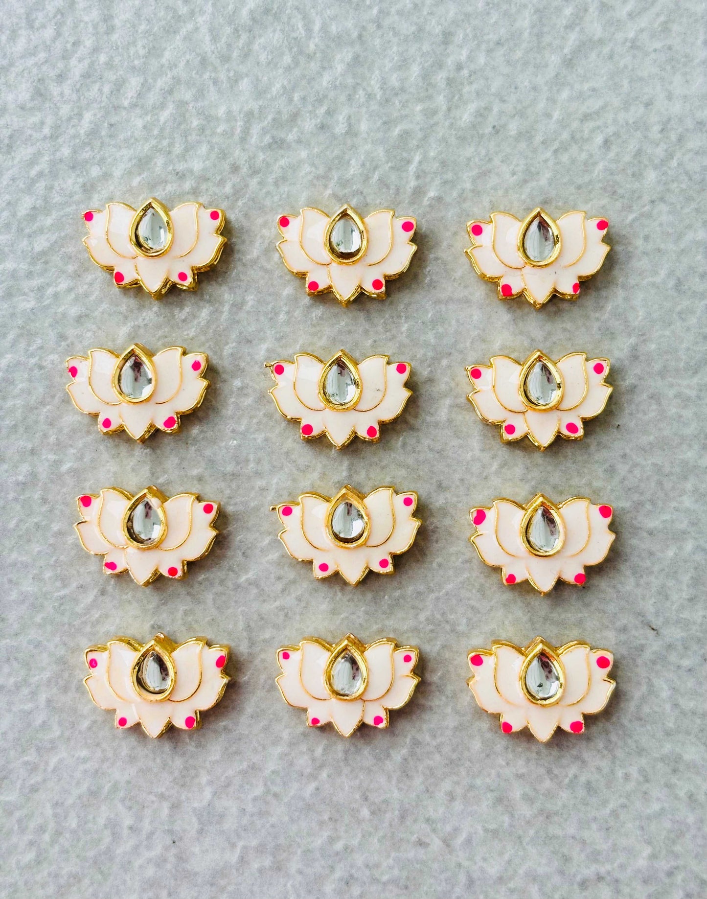 Very Light Pink Lotus Meenakari Kundan Connectors