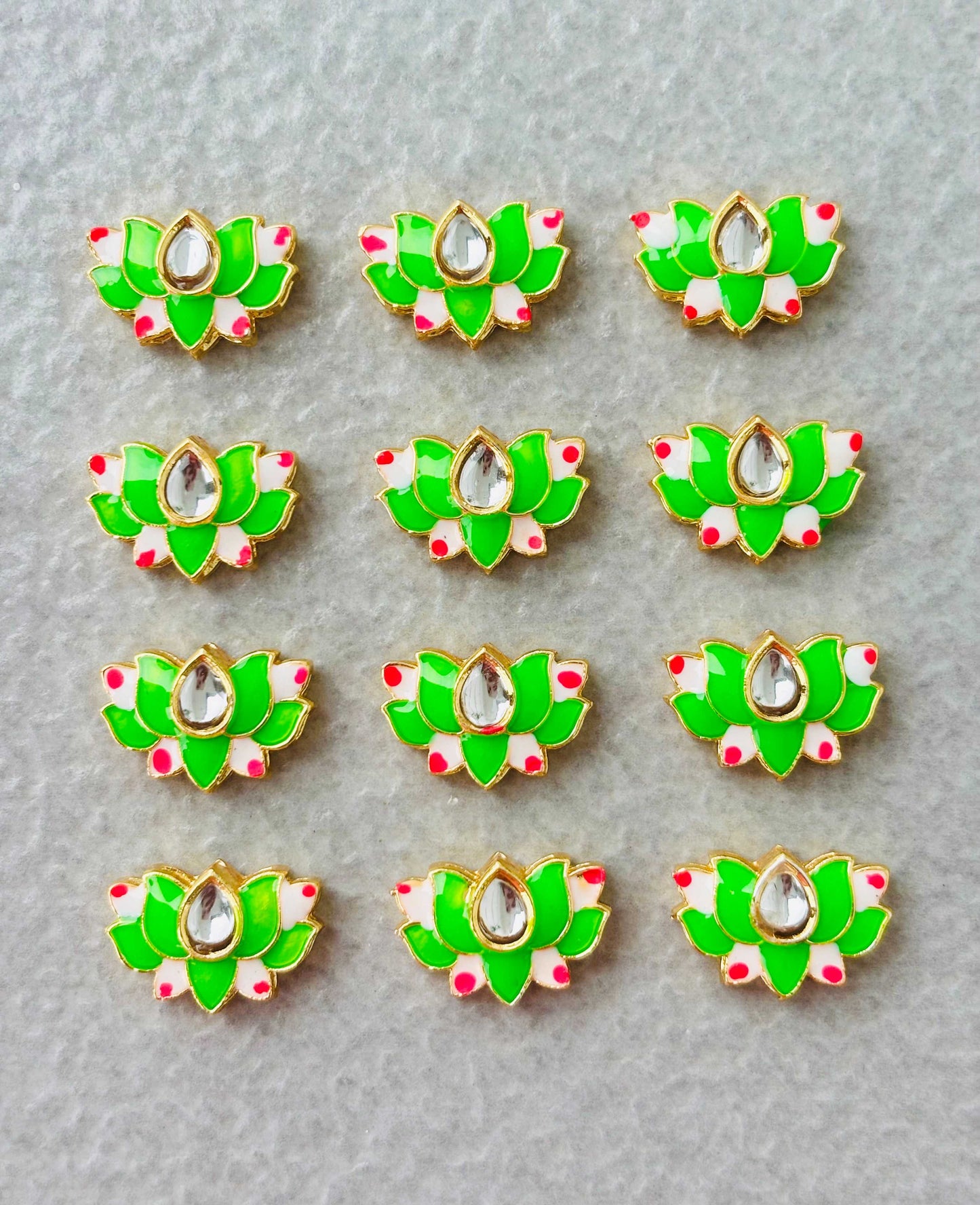 Light Green Lotus Meenakari Kundan Connectors