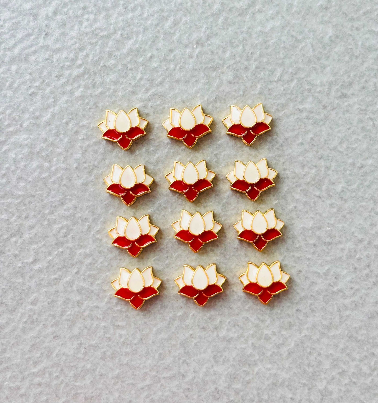 White and Red Lotus Meenakari Connectors