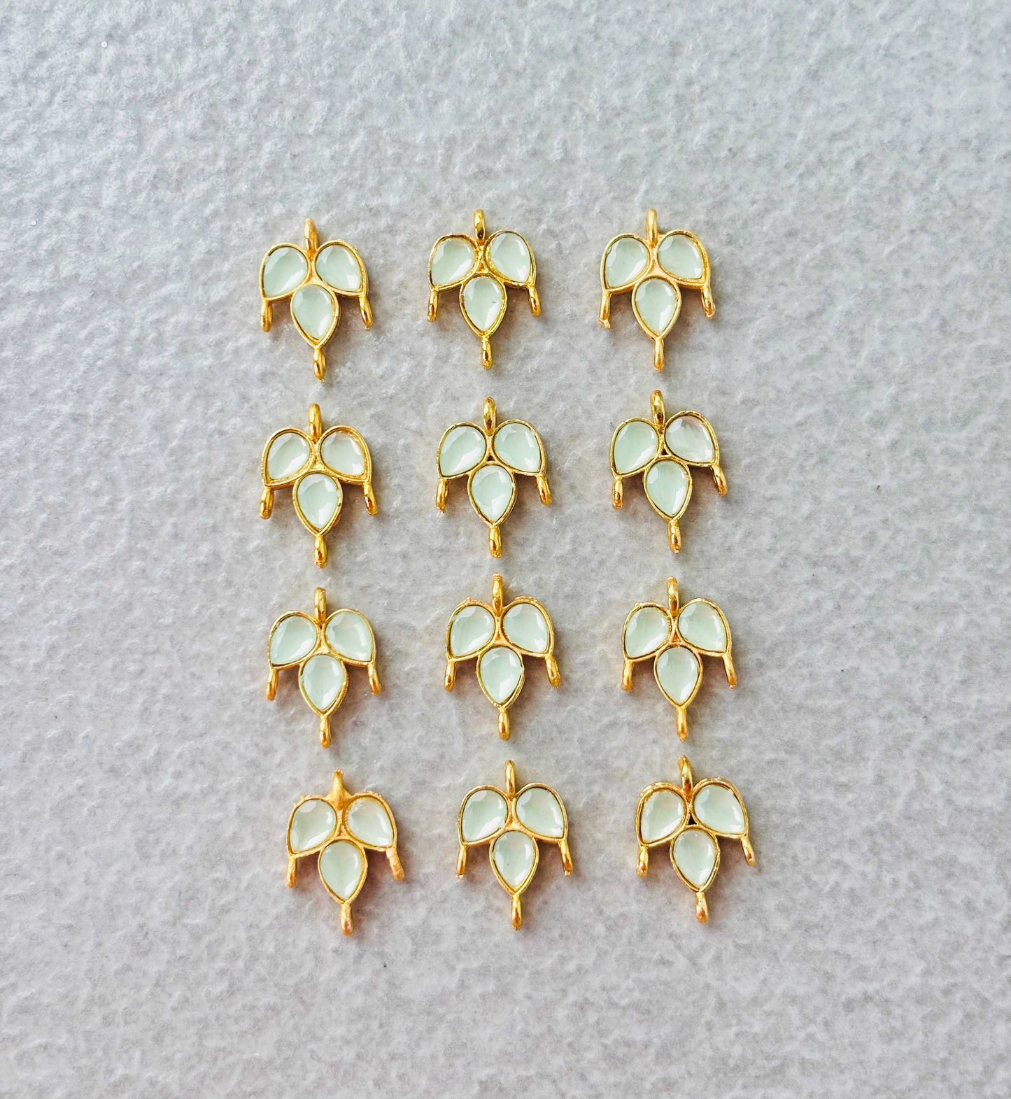 Mint Green Grape Leaf Kundan Connectors