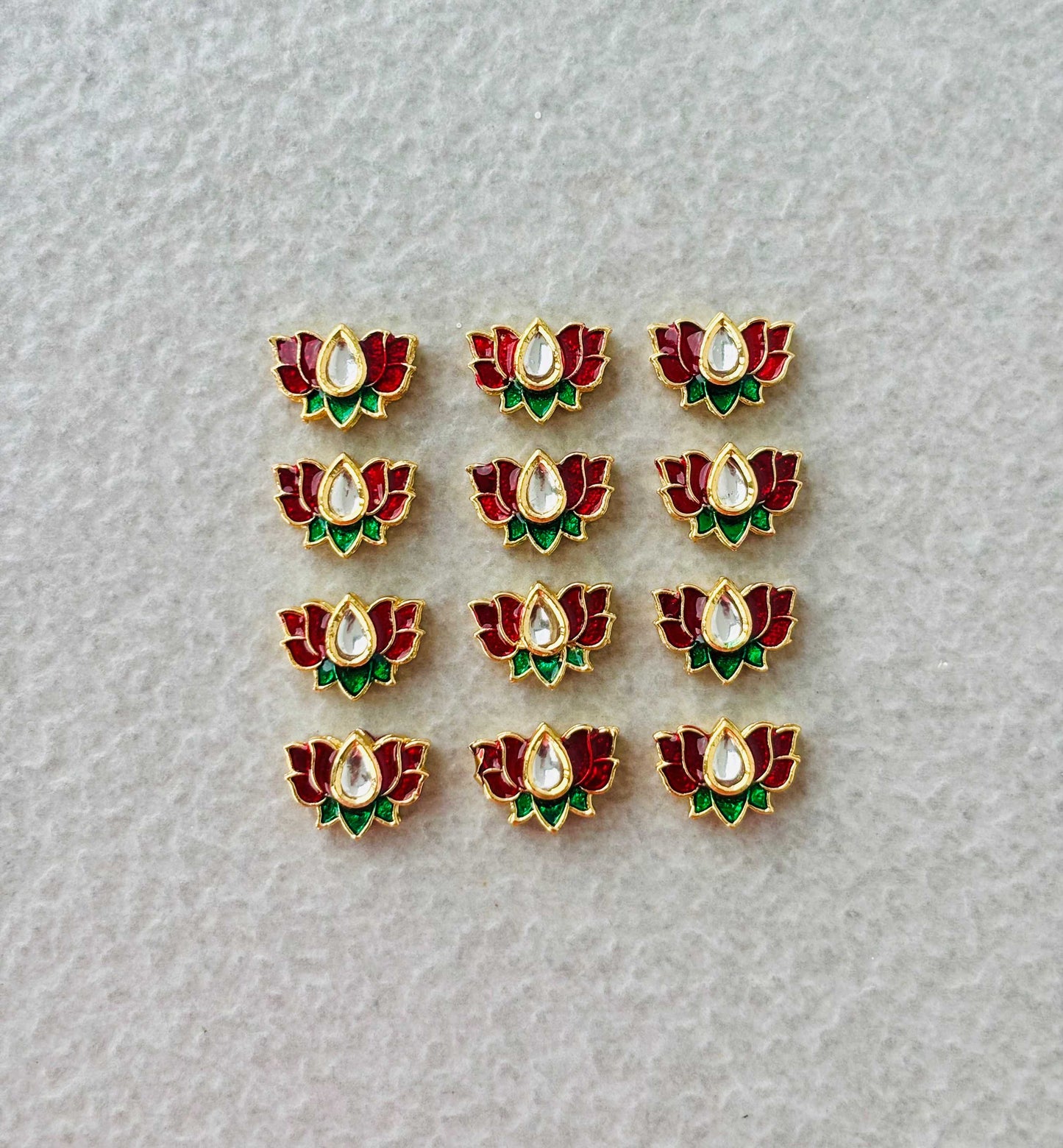 Small Maroon Green Lotus Meenakari Connectors