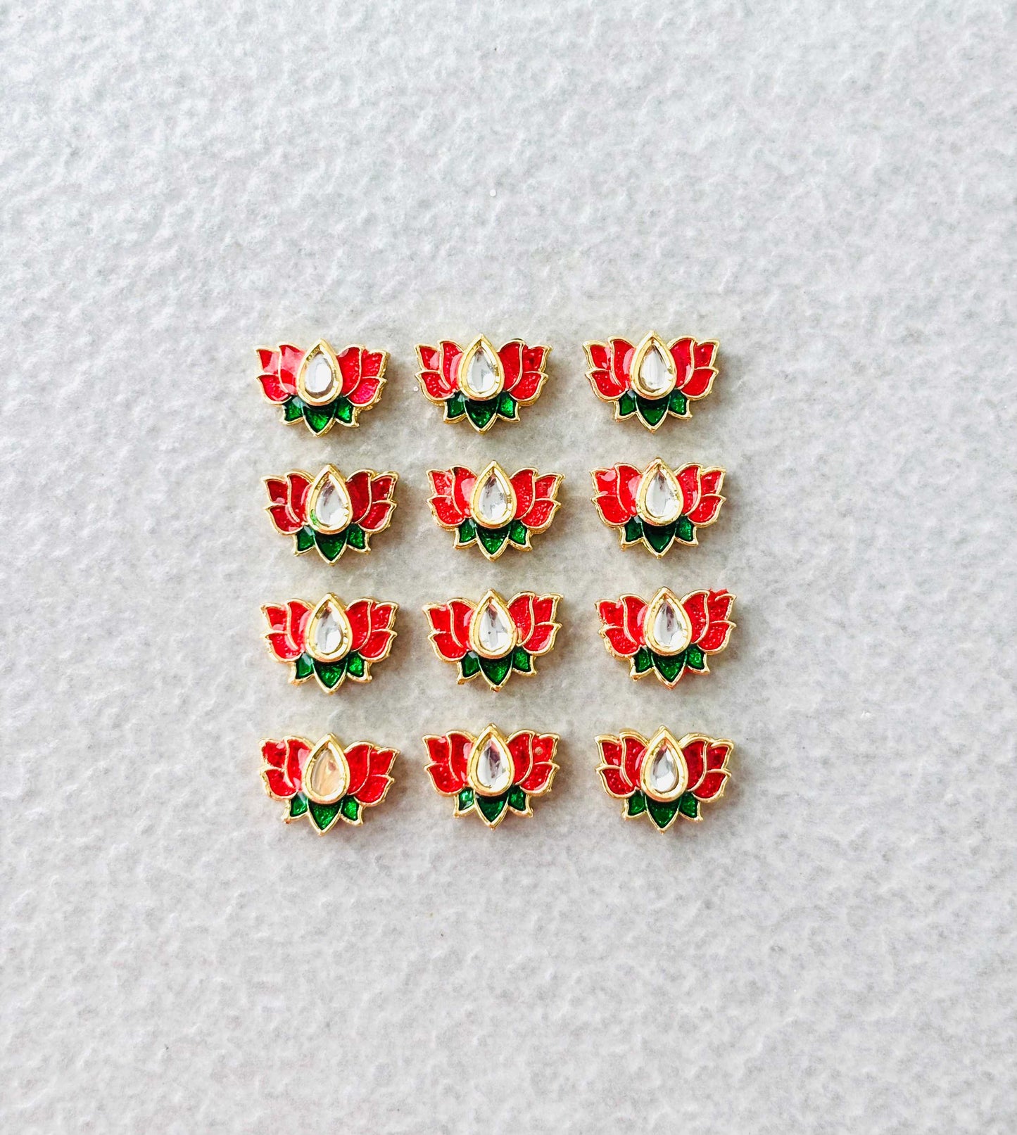 Small Red Green Lotus Meenakari Connectors