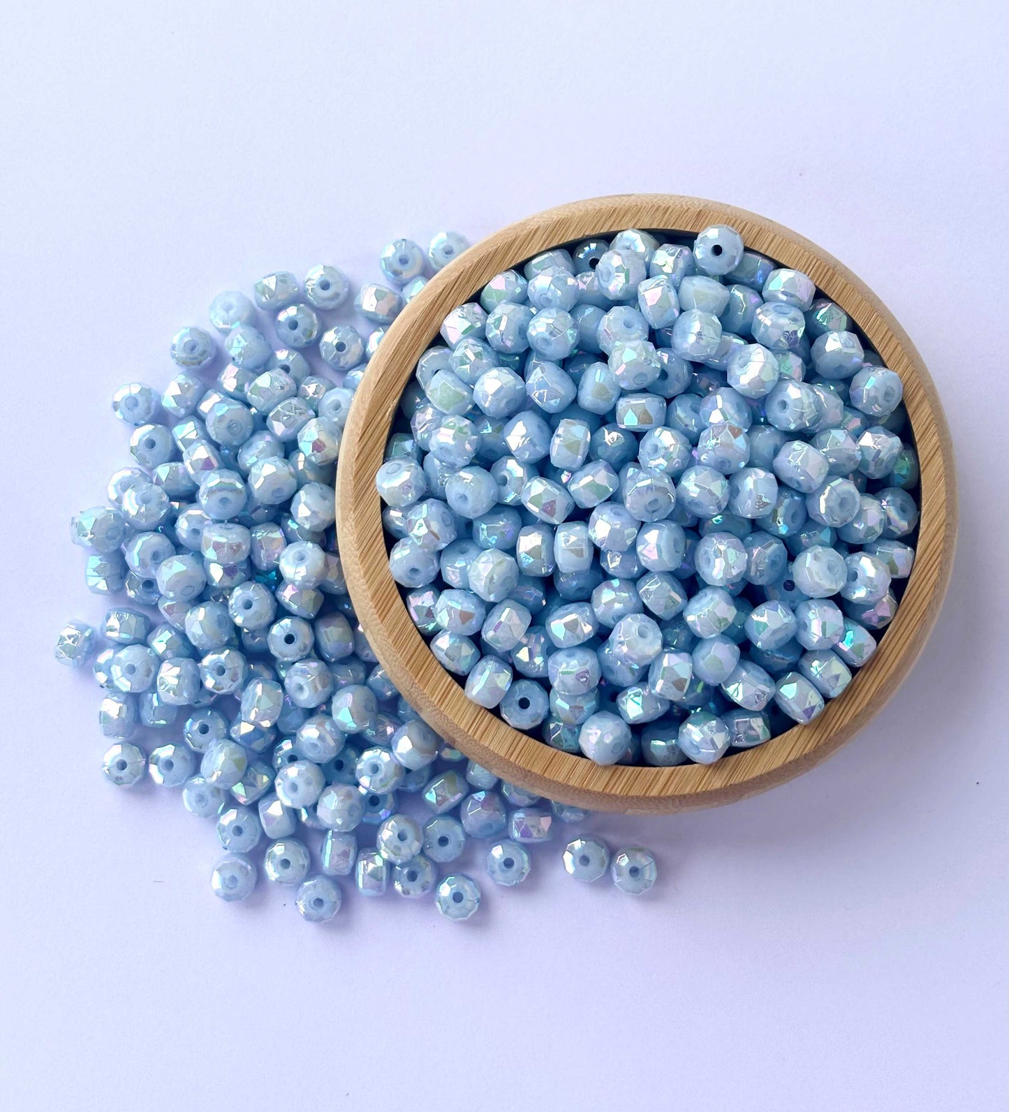 Pastel Blue Multi-Faceted Beads