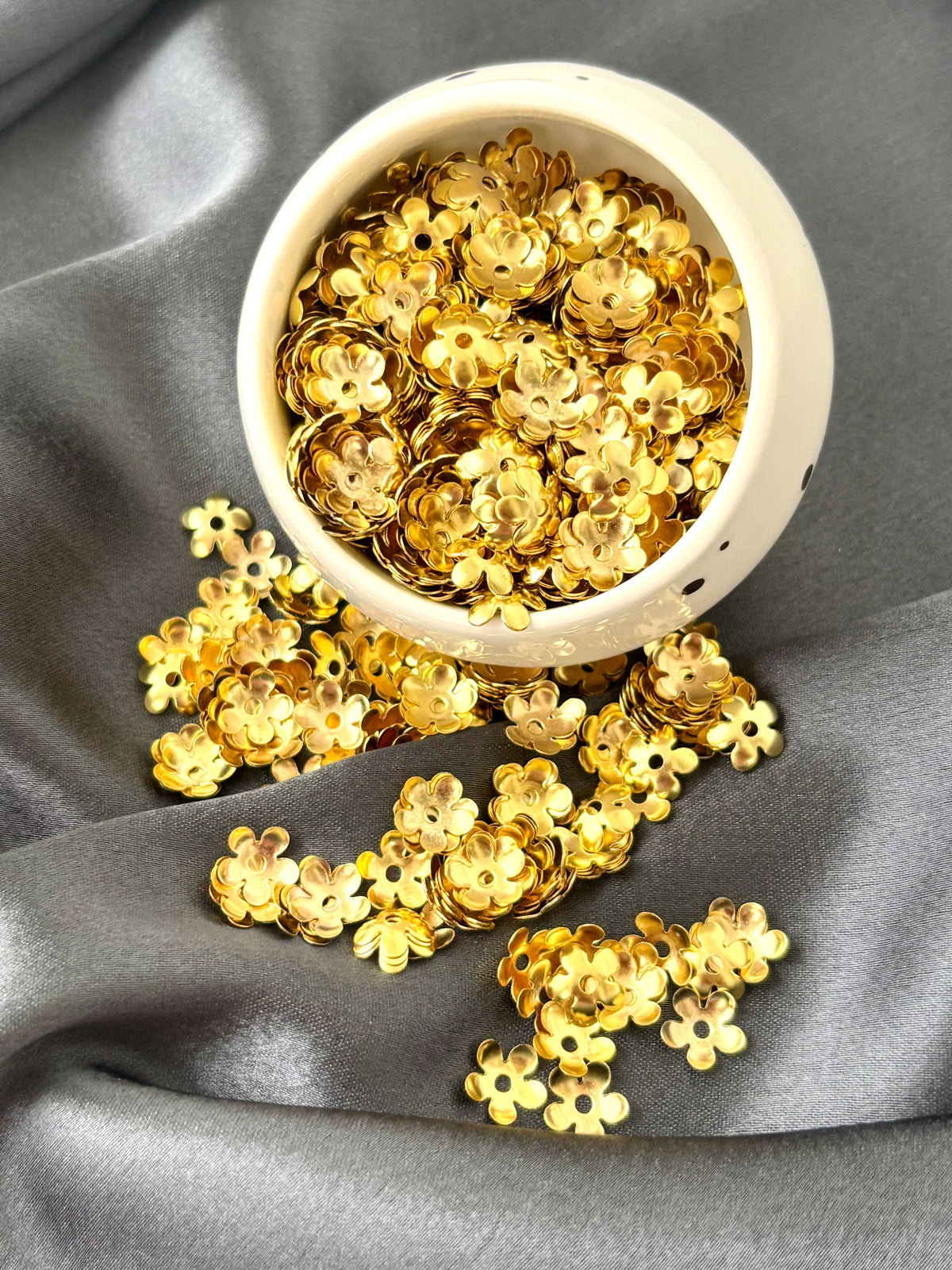 Light Gold Flower Bead Caps 8x2MM