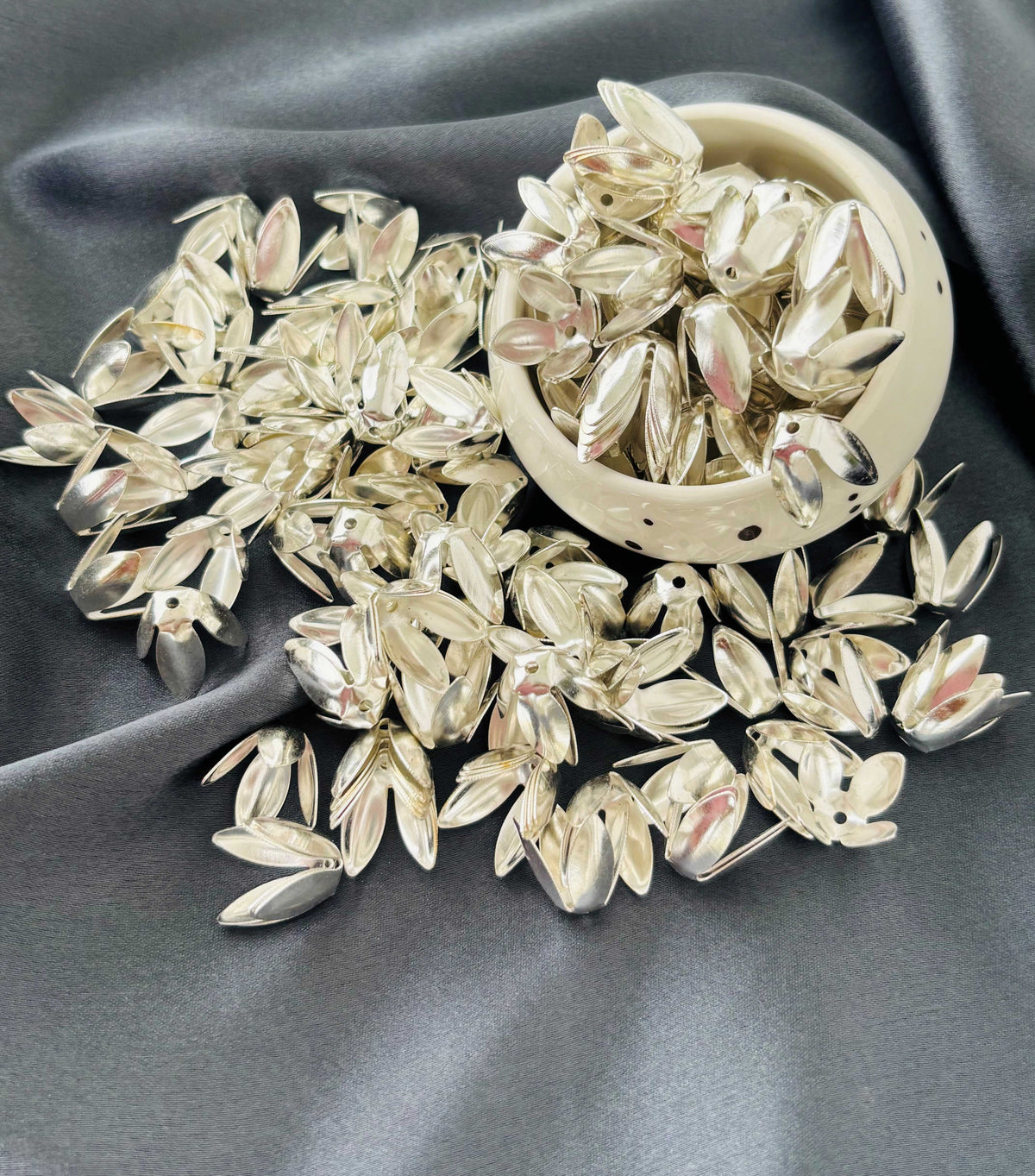 Silver Lotus Petal Bead Caps 15x13MM