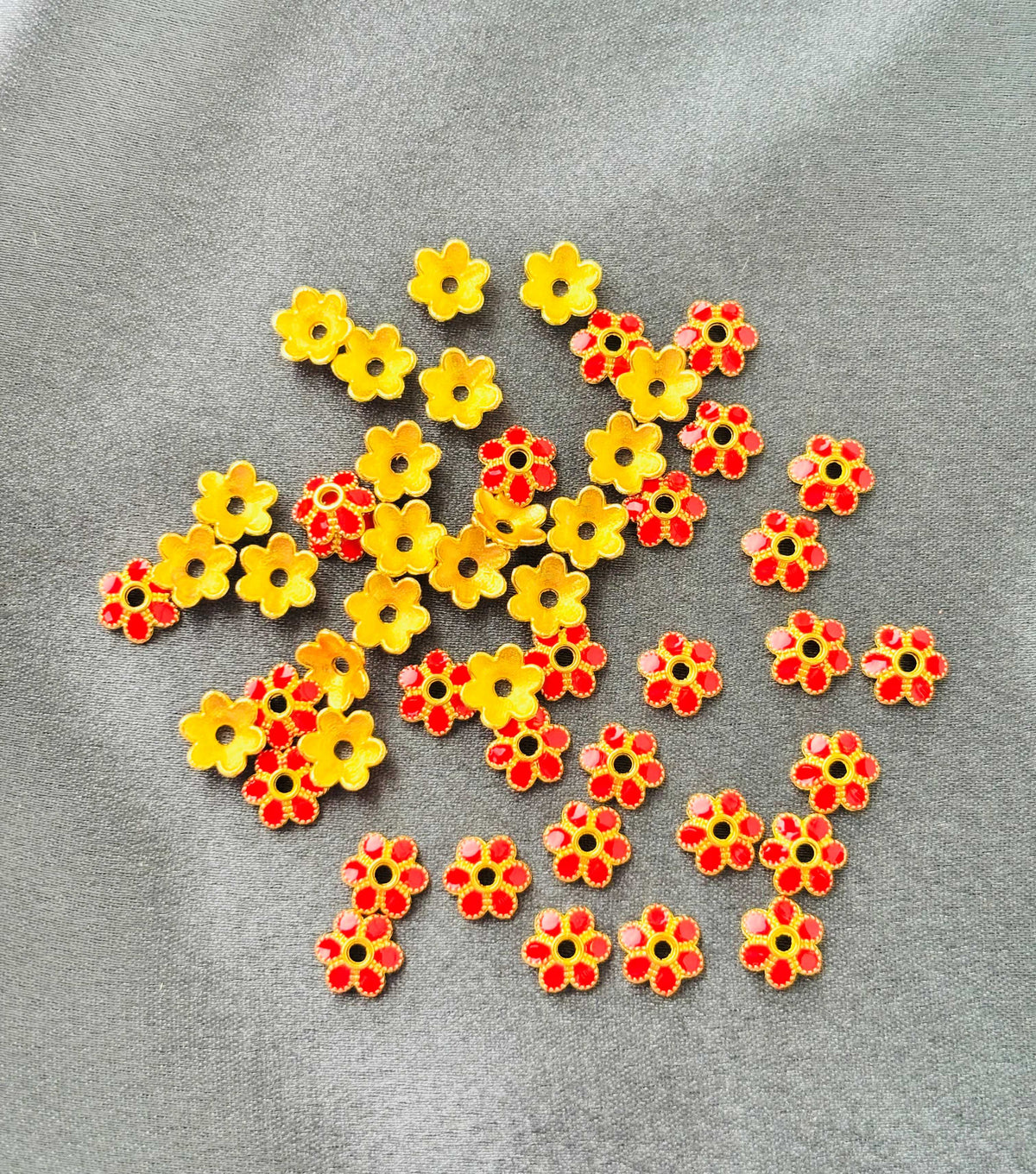 Red Meenakari Bead Caps