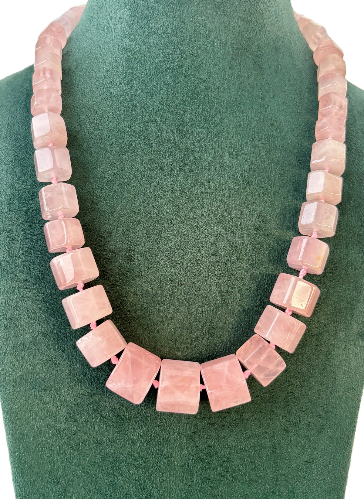Rose Quartz Chunky Cube Necklace