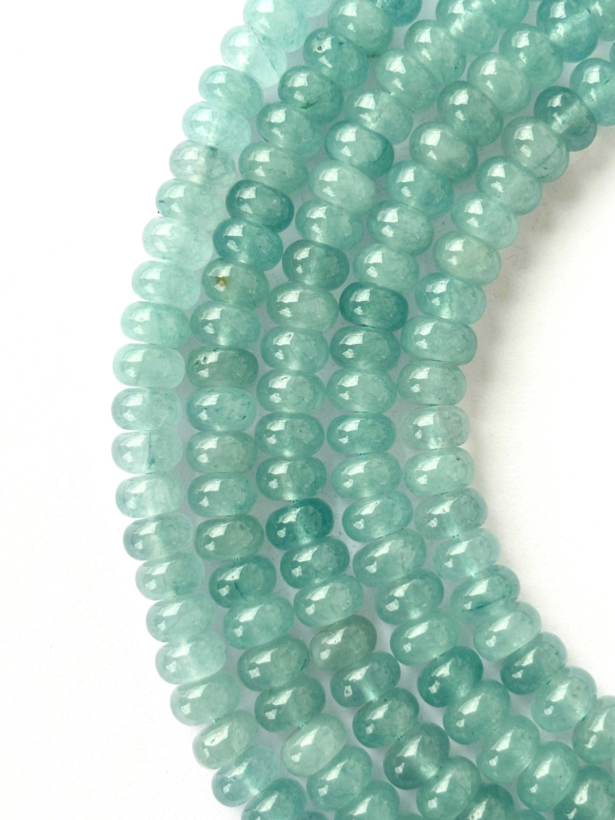 Aqua Chalcedony Smooth Rondelle Beads