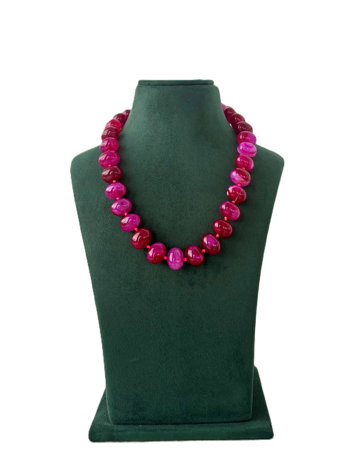 Pink Agate Pebble Beads Necklace