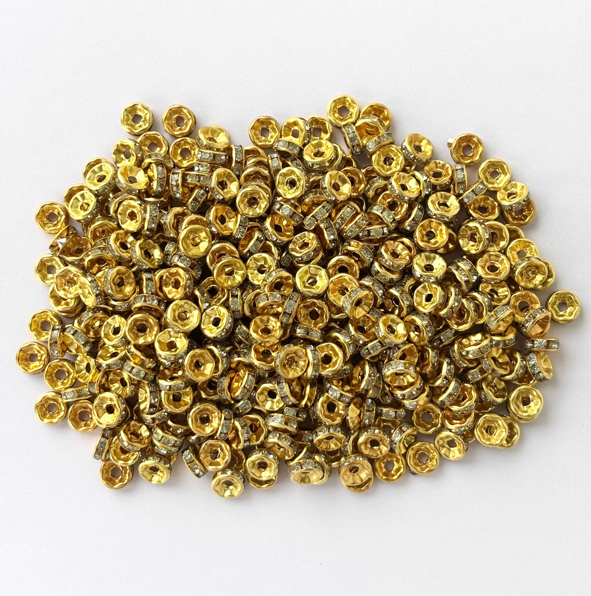 200 Pieces White Rhinestone Spacer Beads