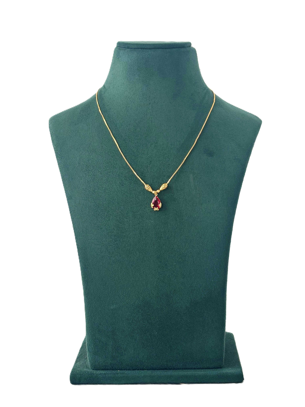 Gold Plated Red Teardrop Necklace