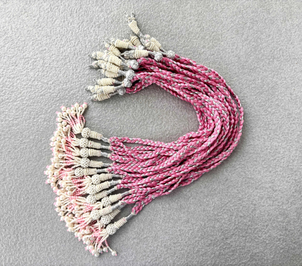 Silver & Pink Thread Necklace Dori