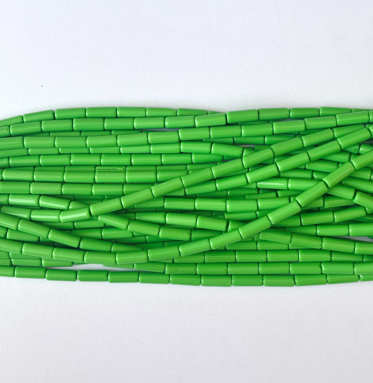 114 Pieces High Shine Green Cylinder Tube Beads 10x4MM
