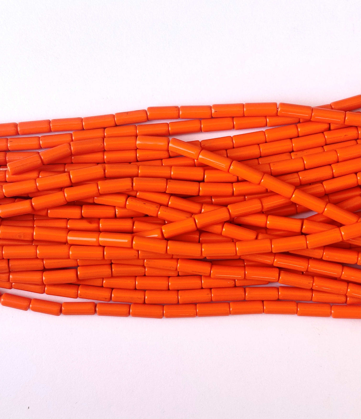 114 Pieces High Shine Flame Orange Cylinder Tube Beads 10x4MM
