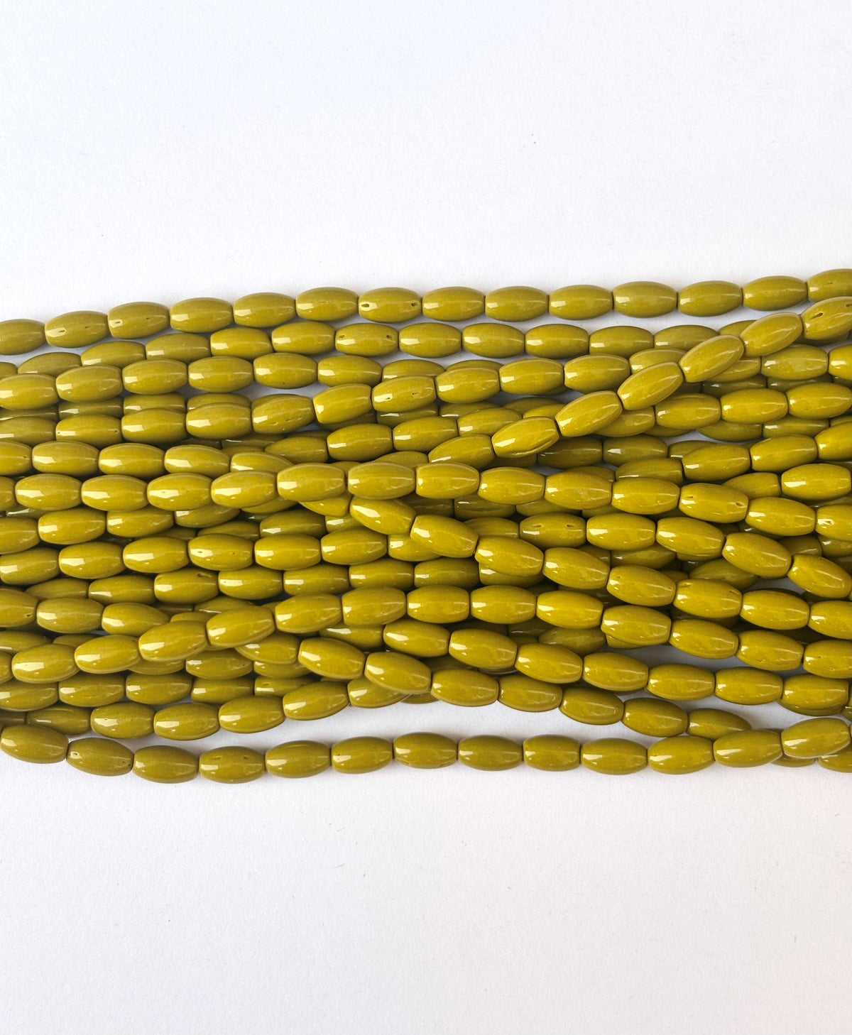 116 Pieces High Shine Monalisa Olive Green Oval Beads