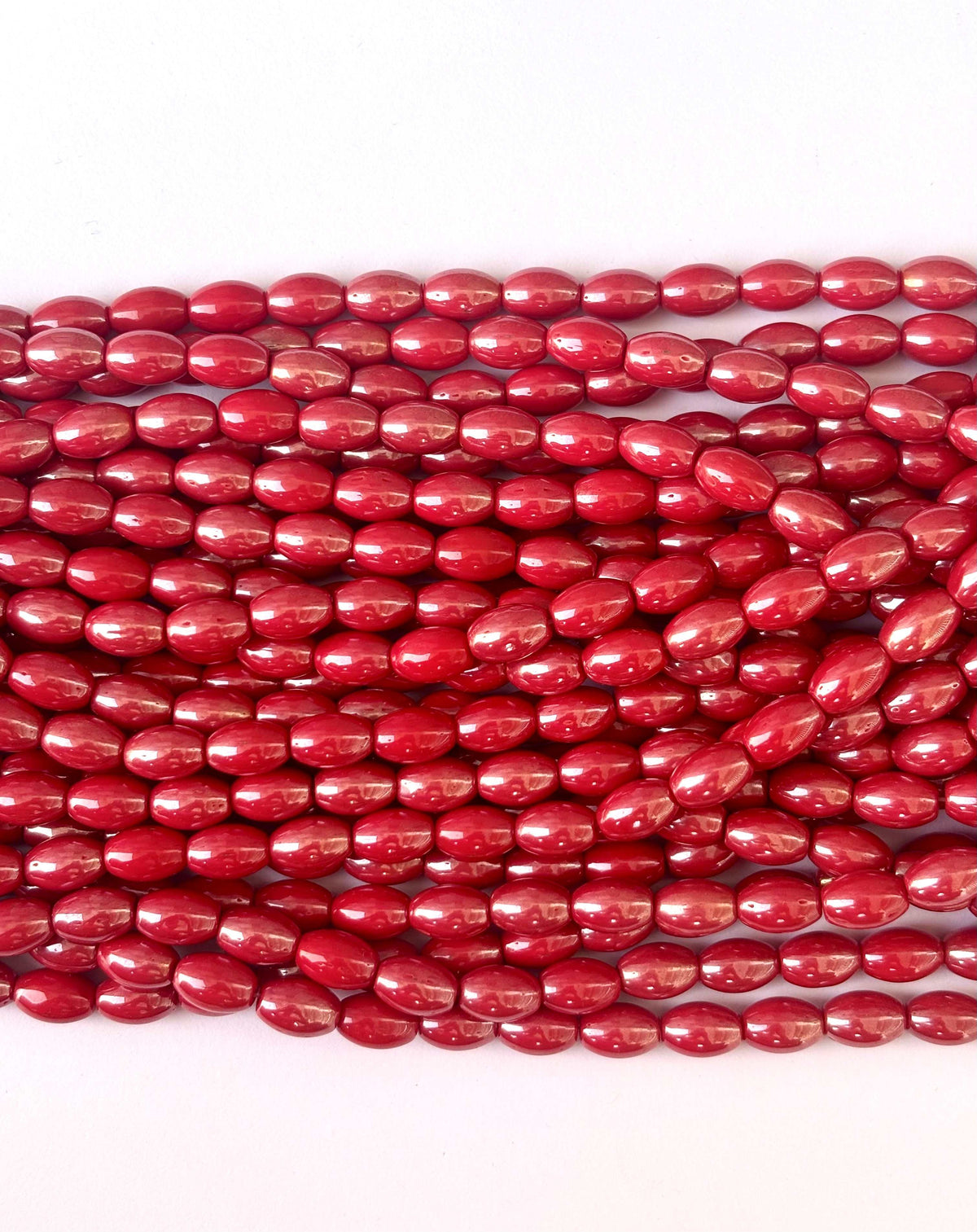 41 Pieces Rose Red 10x7MM Oval Monalisa Beads