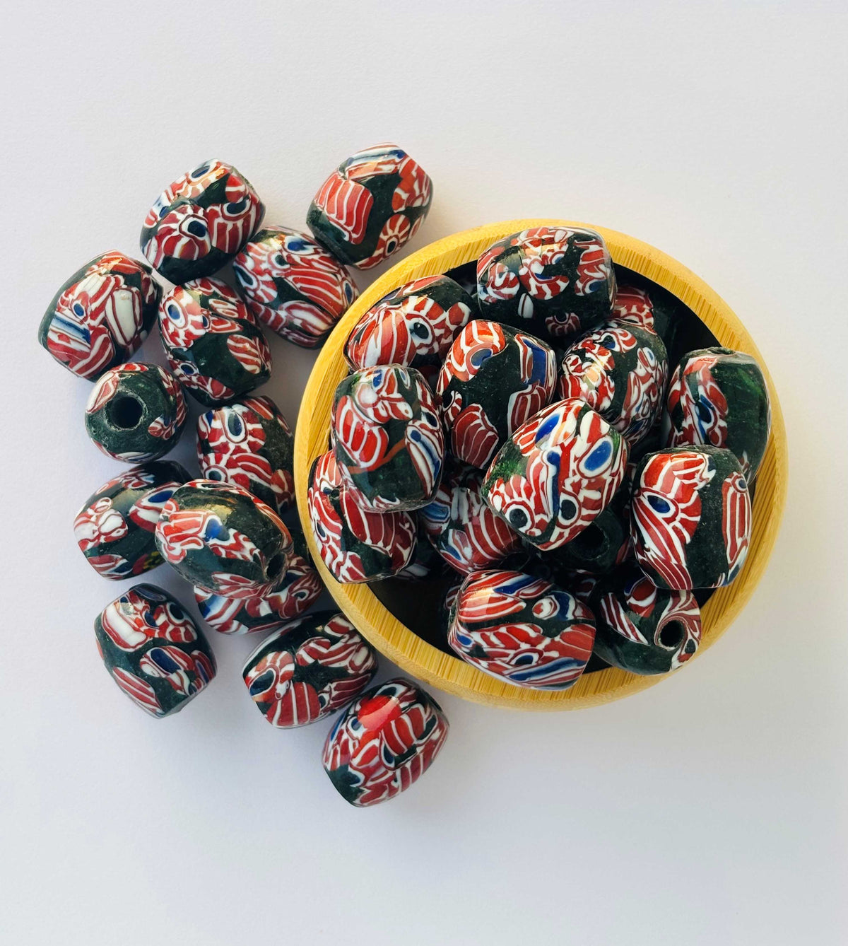 8 Pieces Multicolor Millefiori Oval Glass Beads 25x20MM