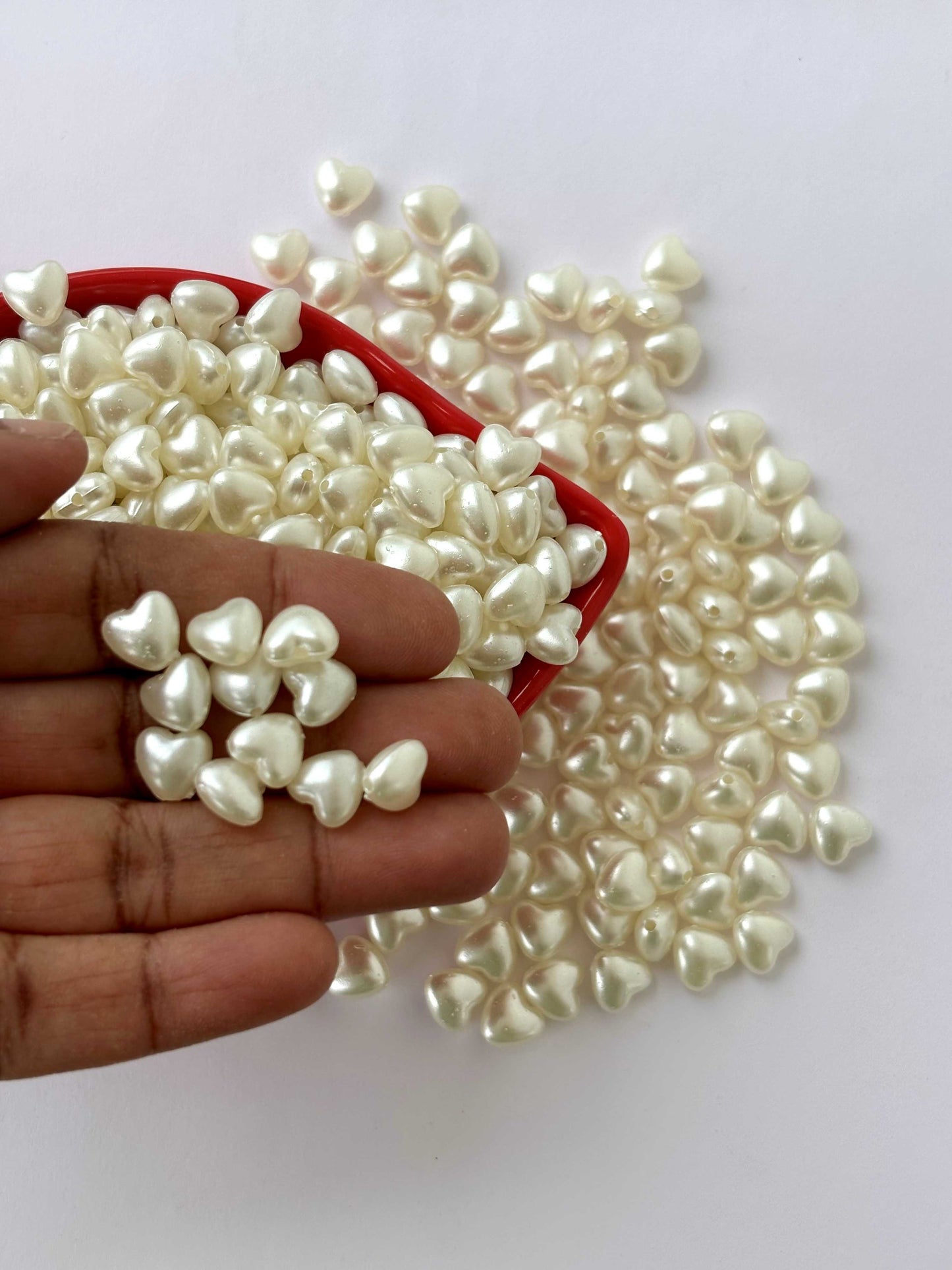 Small Cream Heart Pearl Beads