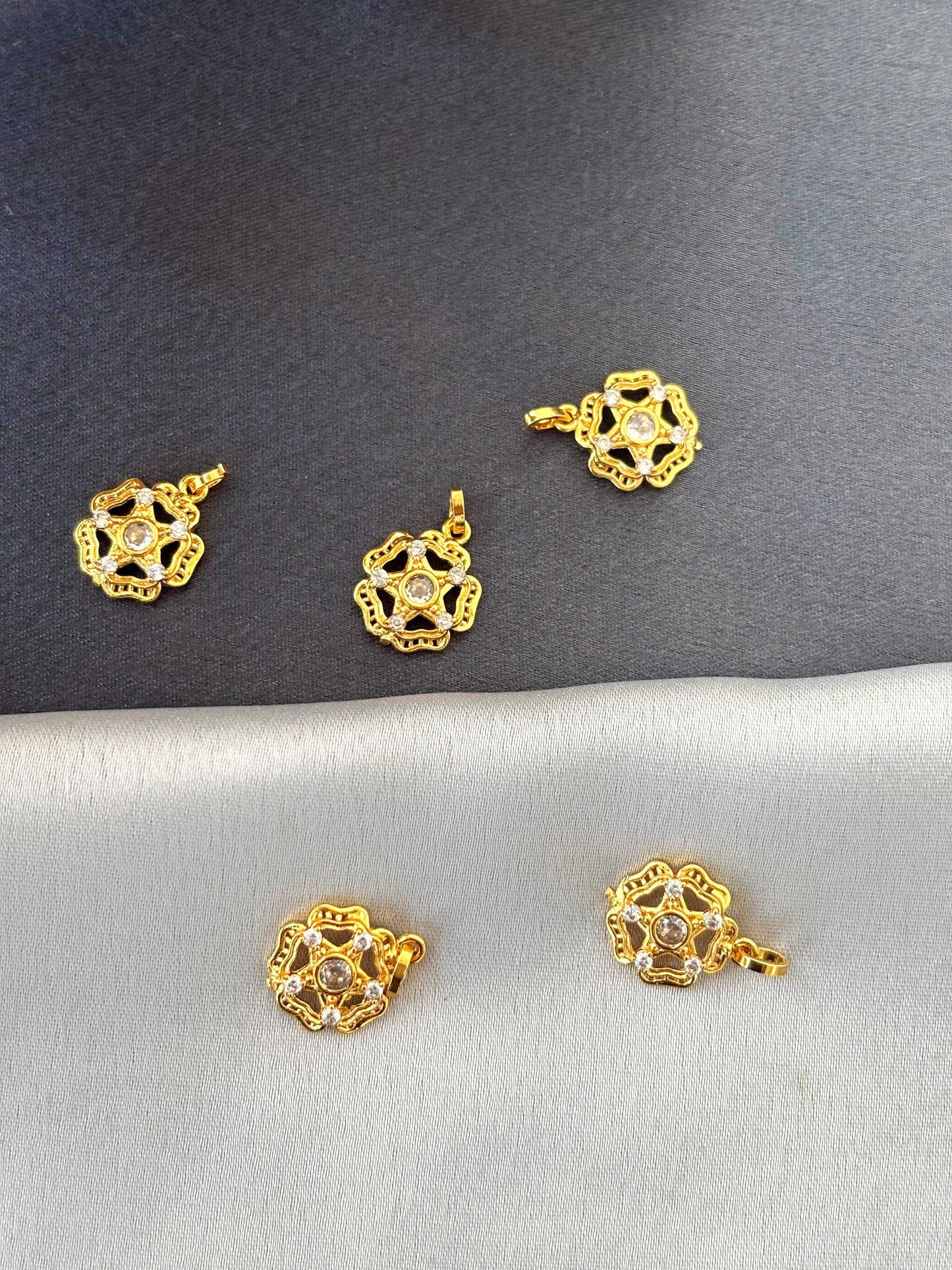 Gold-Plated Floral Starburst Pendants