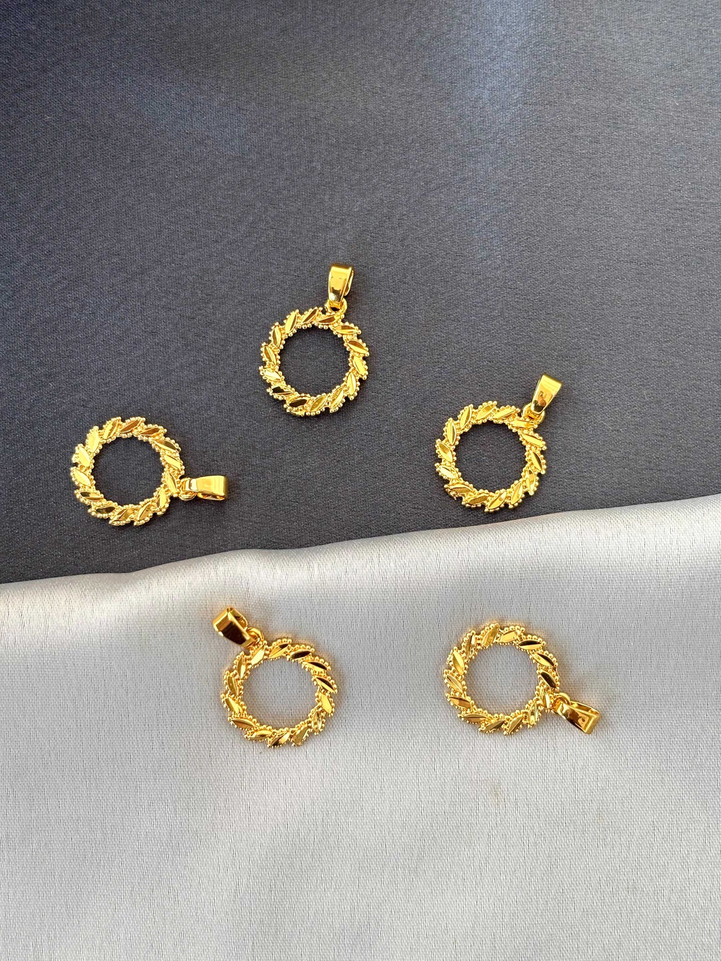 Gold-Plated Wreath Design Pendants