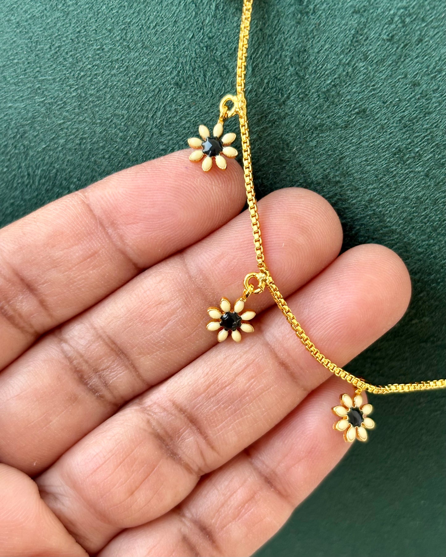 Gold-Plated Tiny Floral Charm Necklace