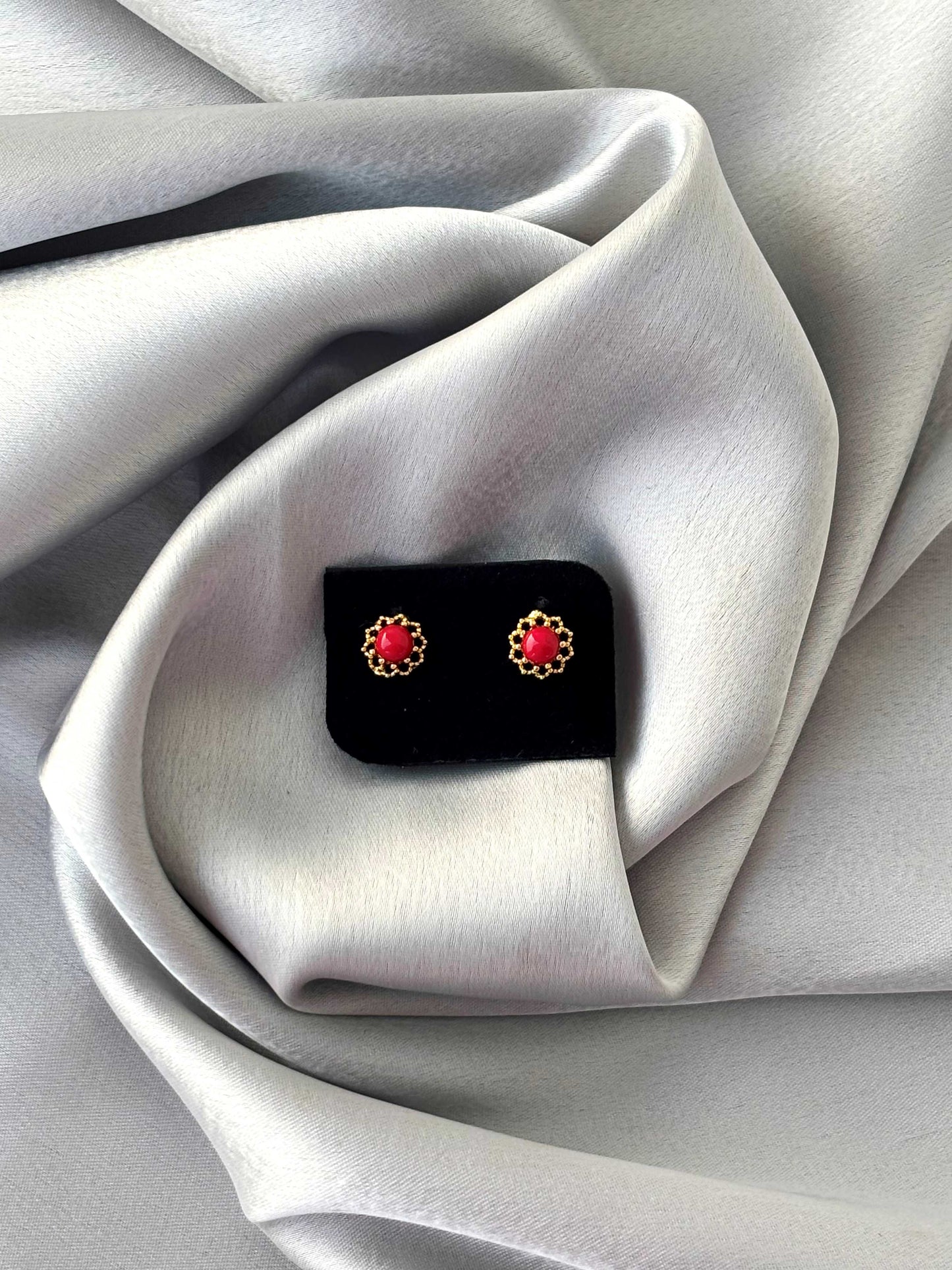 Gold Plated Pavizham Stud Earrings