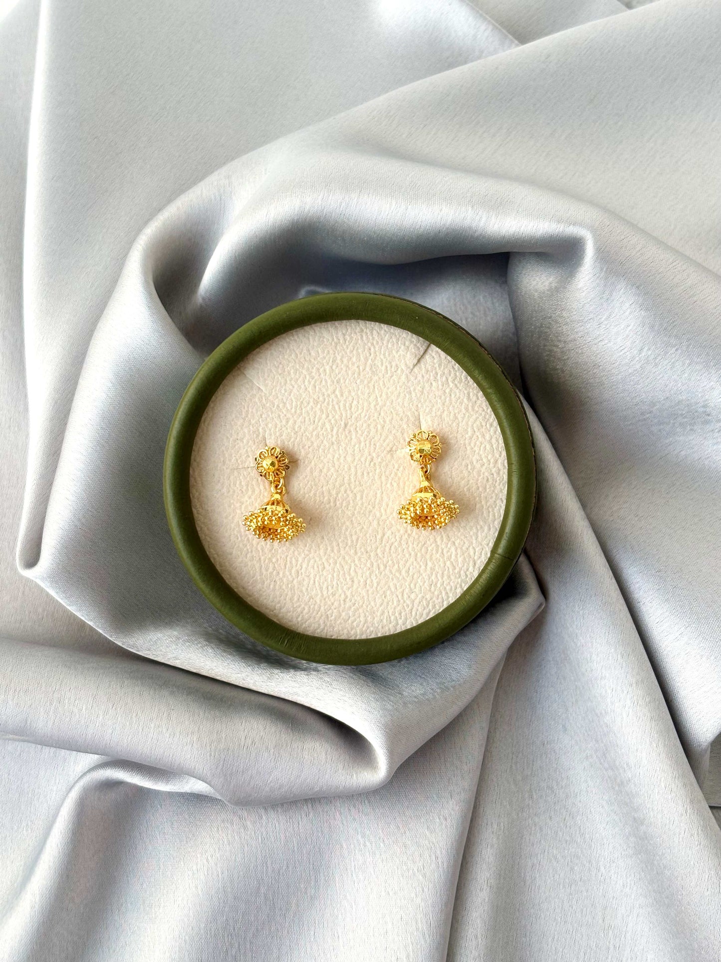 Gold Plated Textured Dome Jhumkas