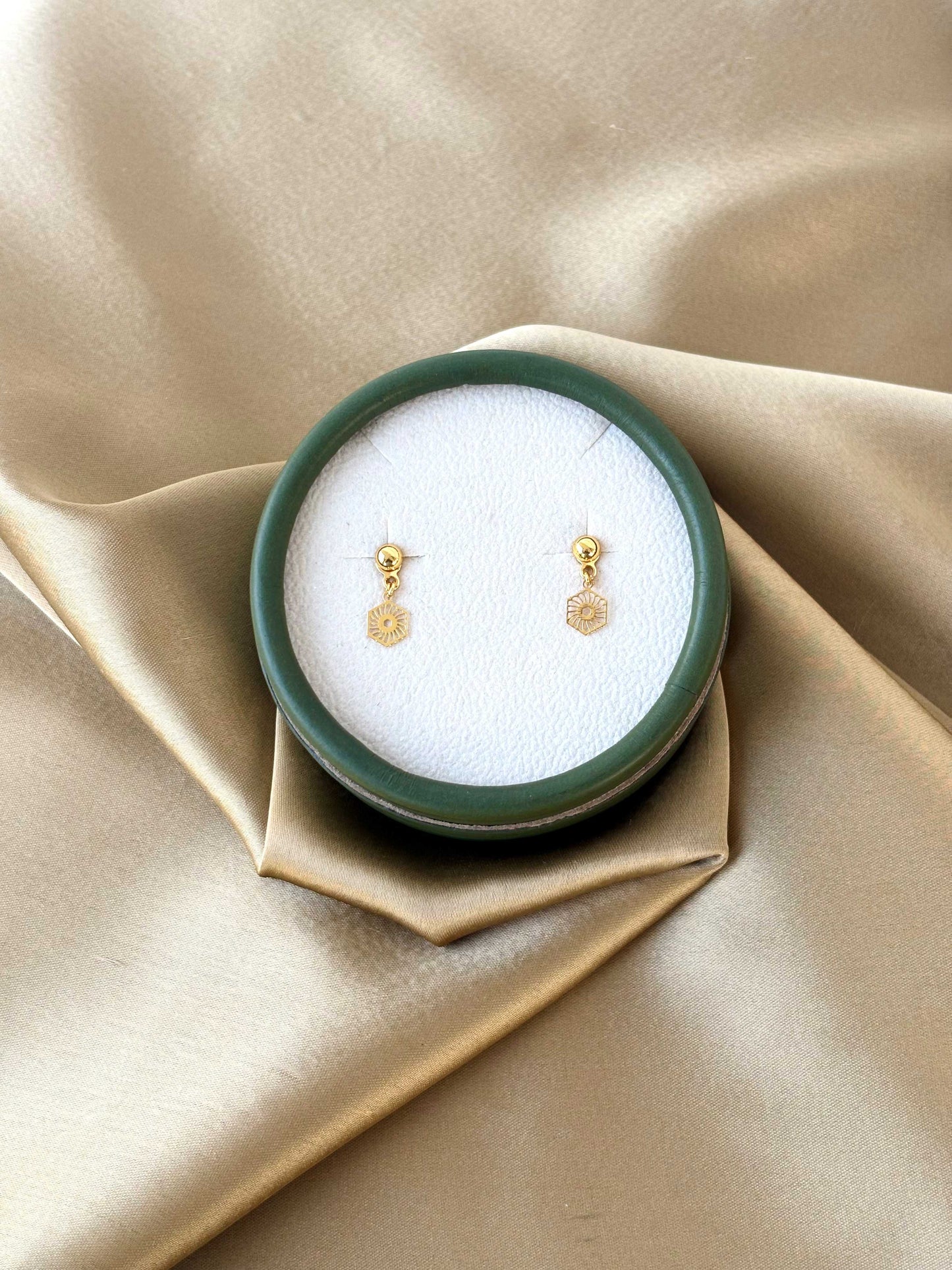 Gold Plated Hexagon Drop Earrings