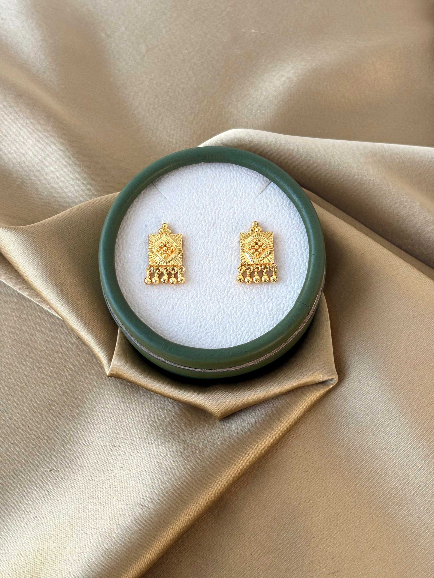 Gold Plated Textured Square Studs