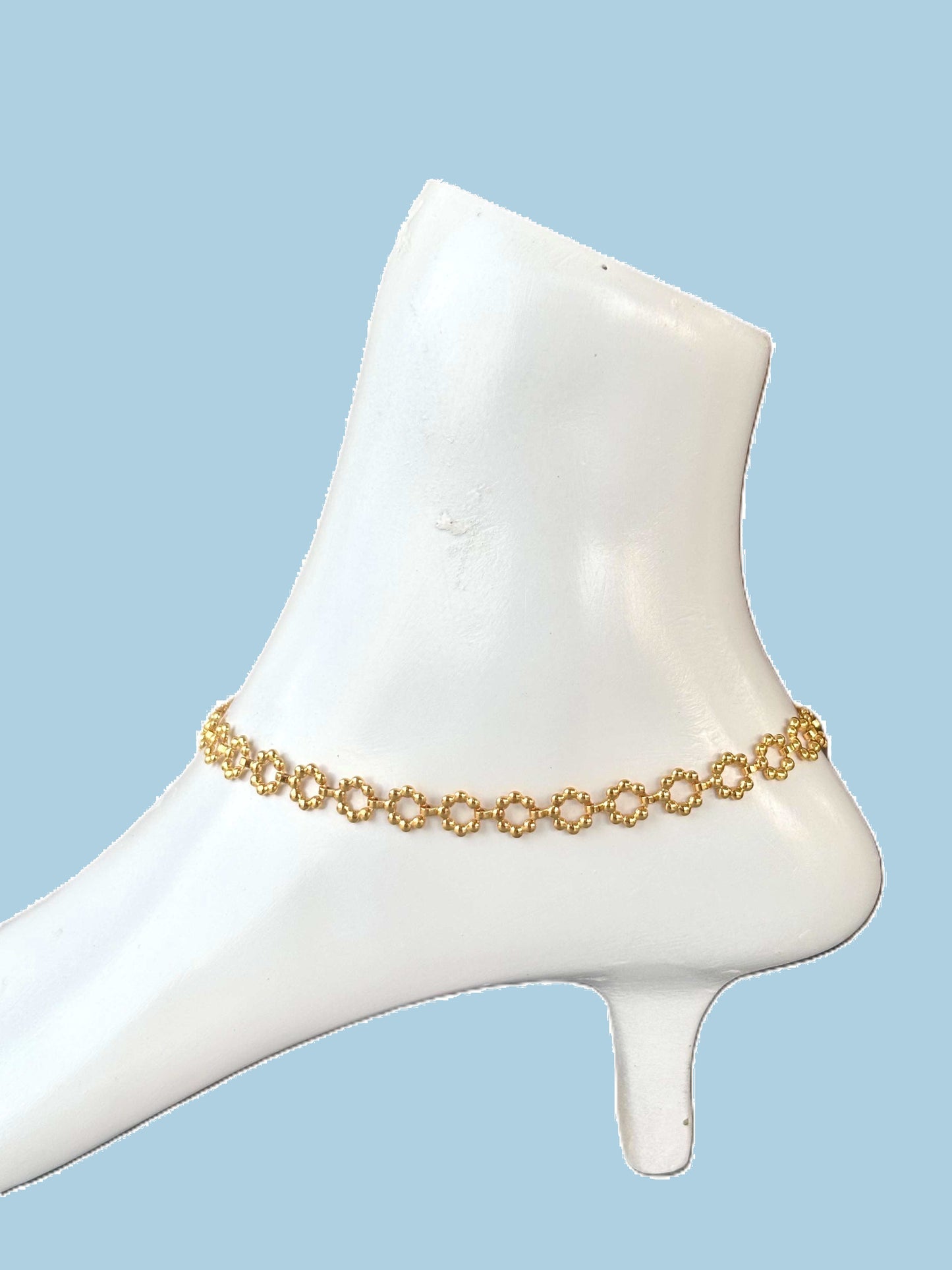 Gold-Plated Floral Link Anklets