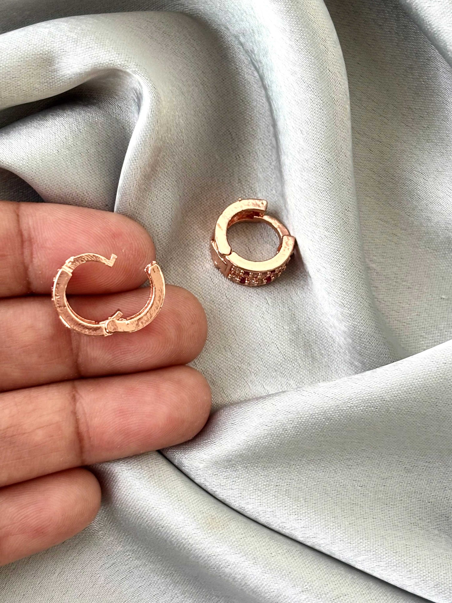 Stone-Encrusted Rose Gold-Plated Huggies