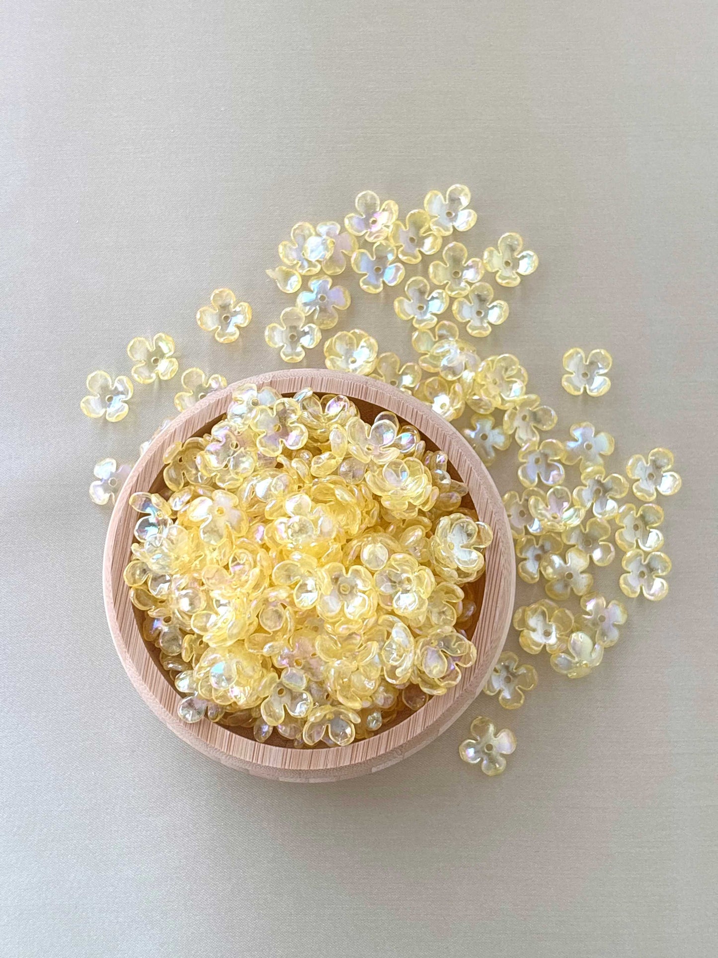 Four Petals Lemon Yellow Flower Beads