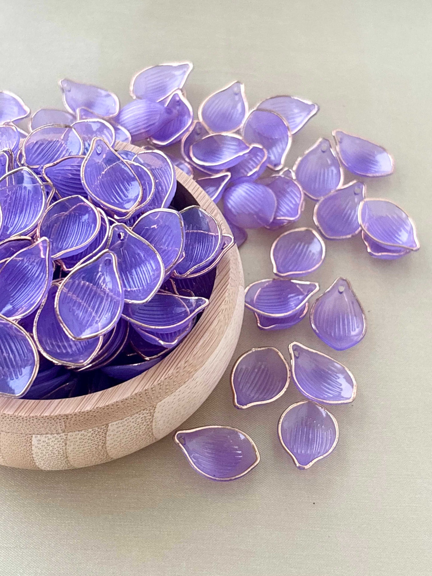 Gold Rimmed Purple Acrylic Petal Charms