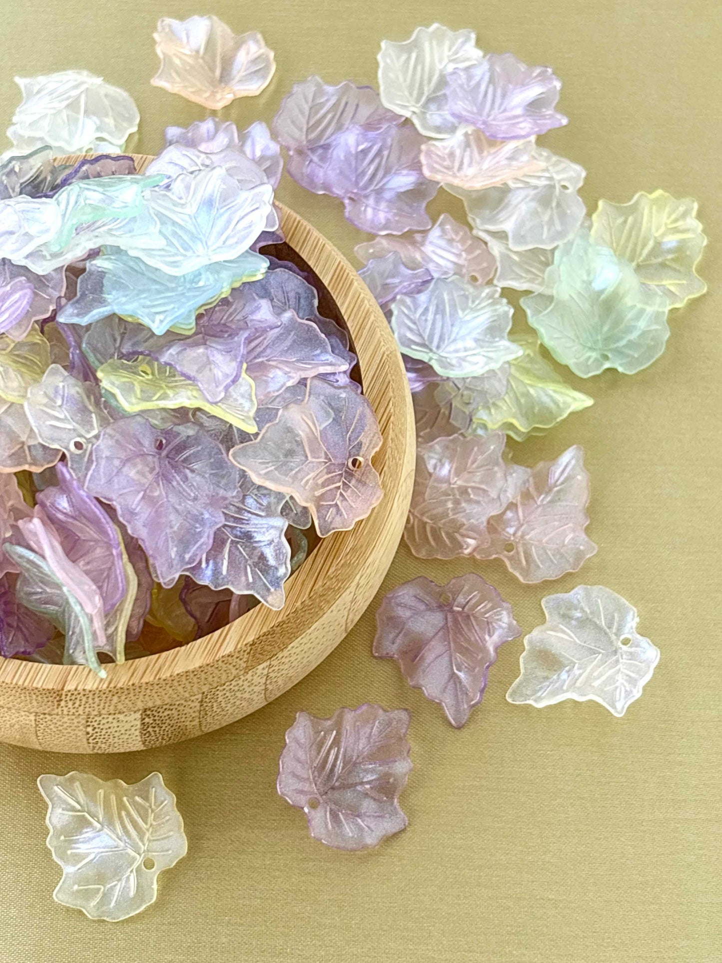Iridescent Pastel Acrylic Leaf Charms