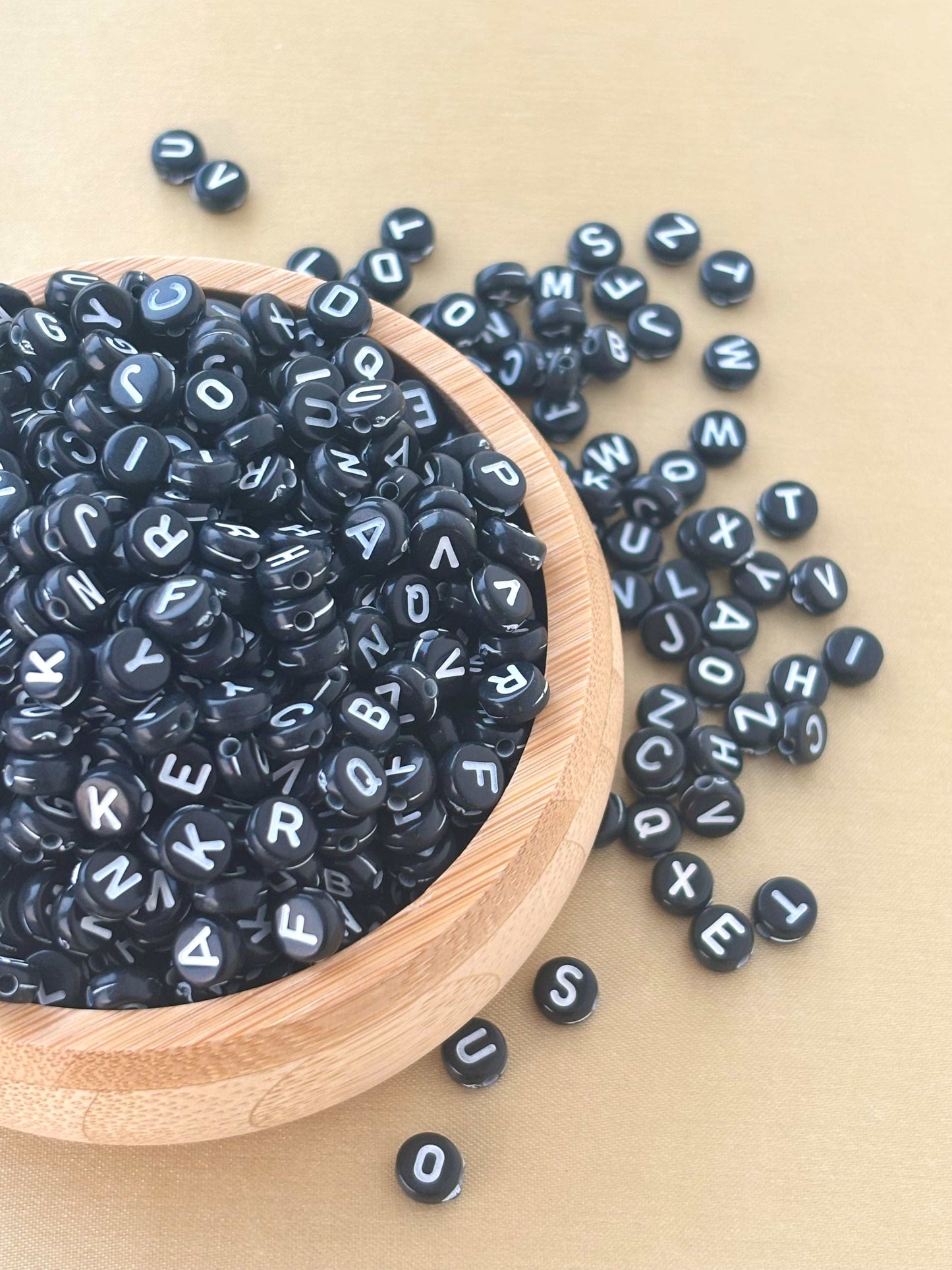 Black Alphabet Letter Beads