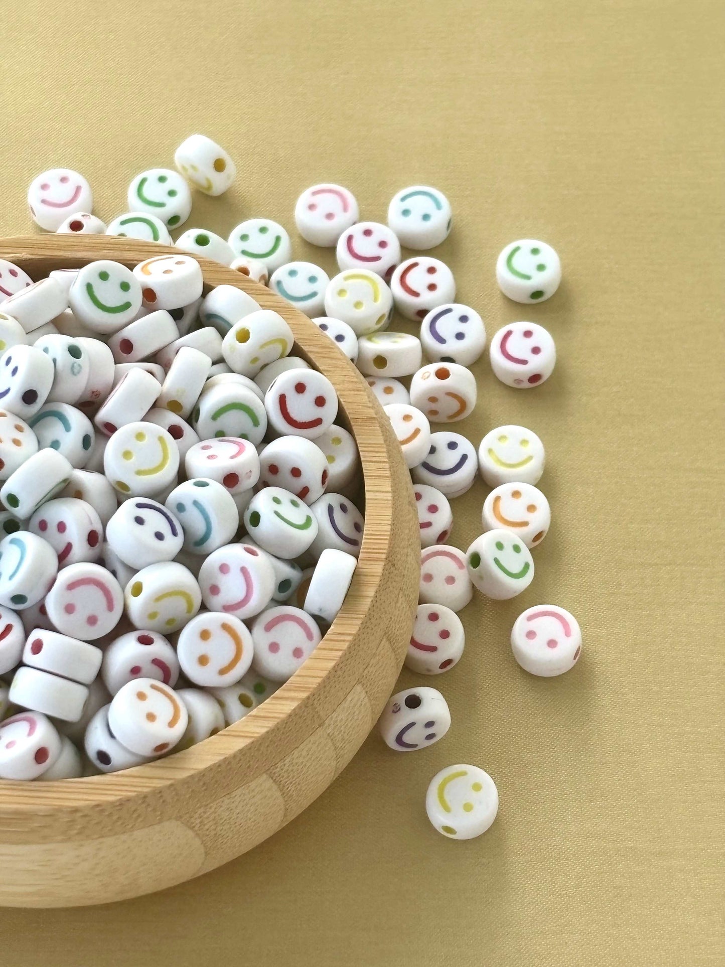 White Smiley Face Beads