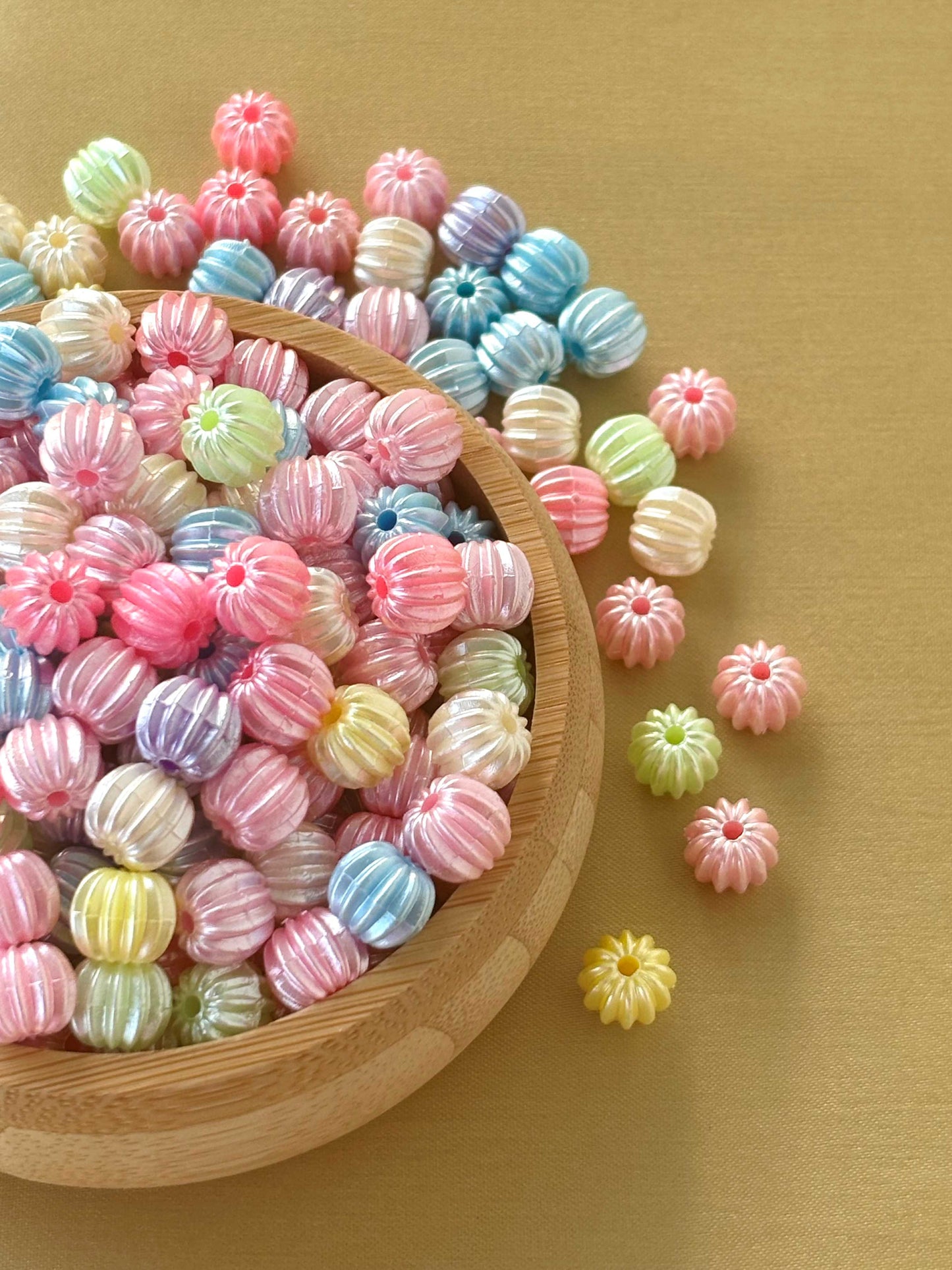 Pastel Iridescent Melon and Pumpkin Beads