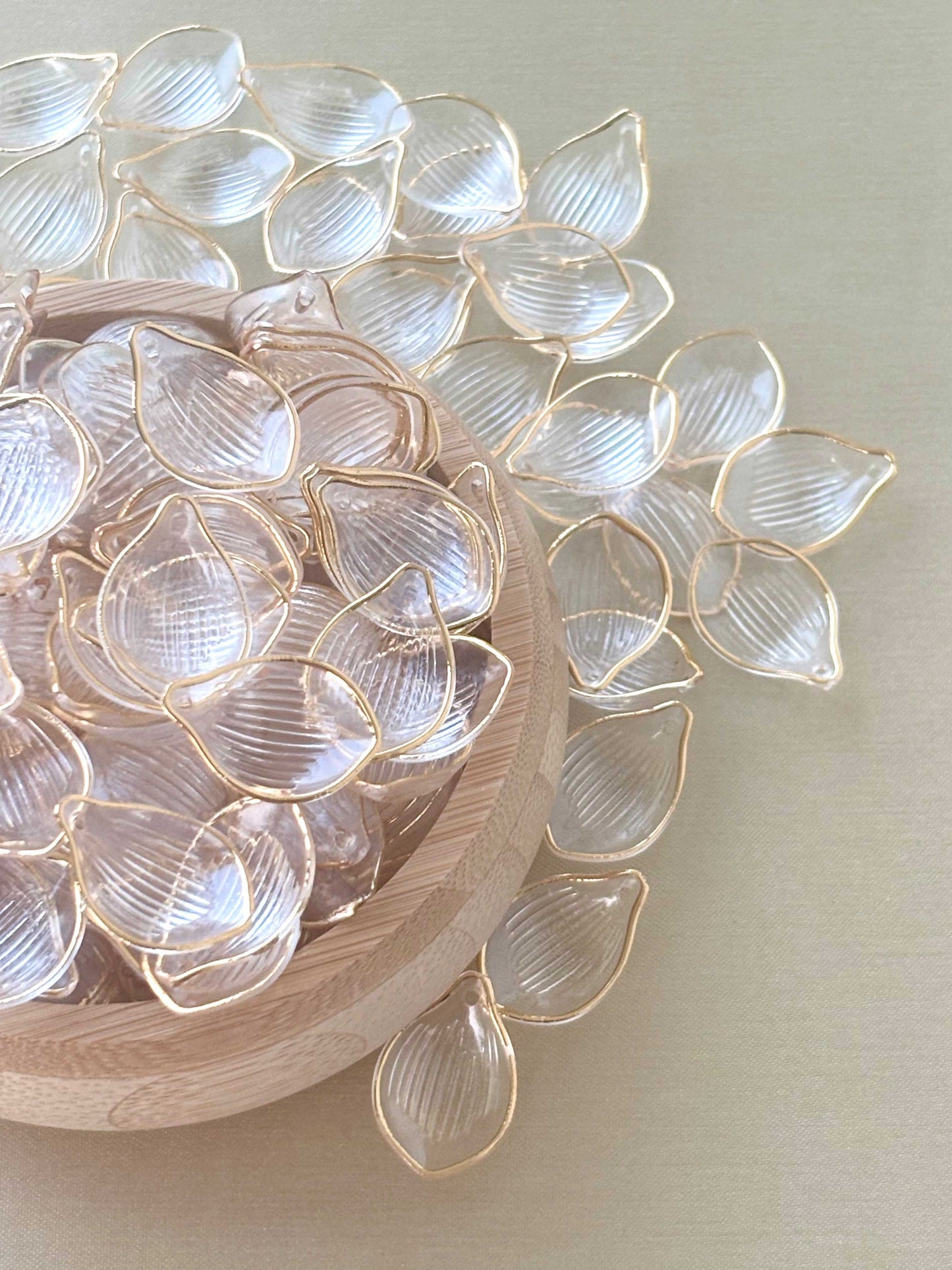 Transparent Gold-Rimmed Petal Charms