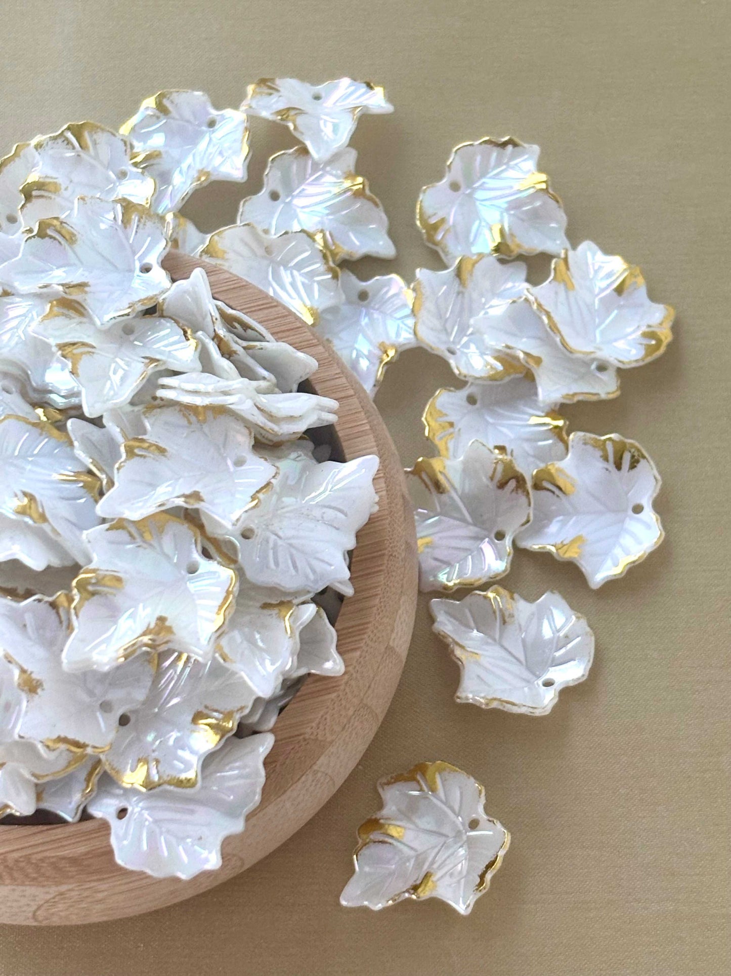 Gold-Rimmed Grape Leaf Charms