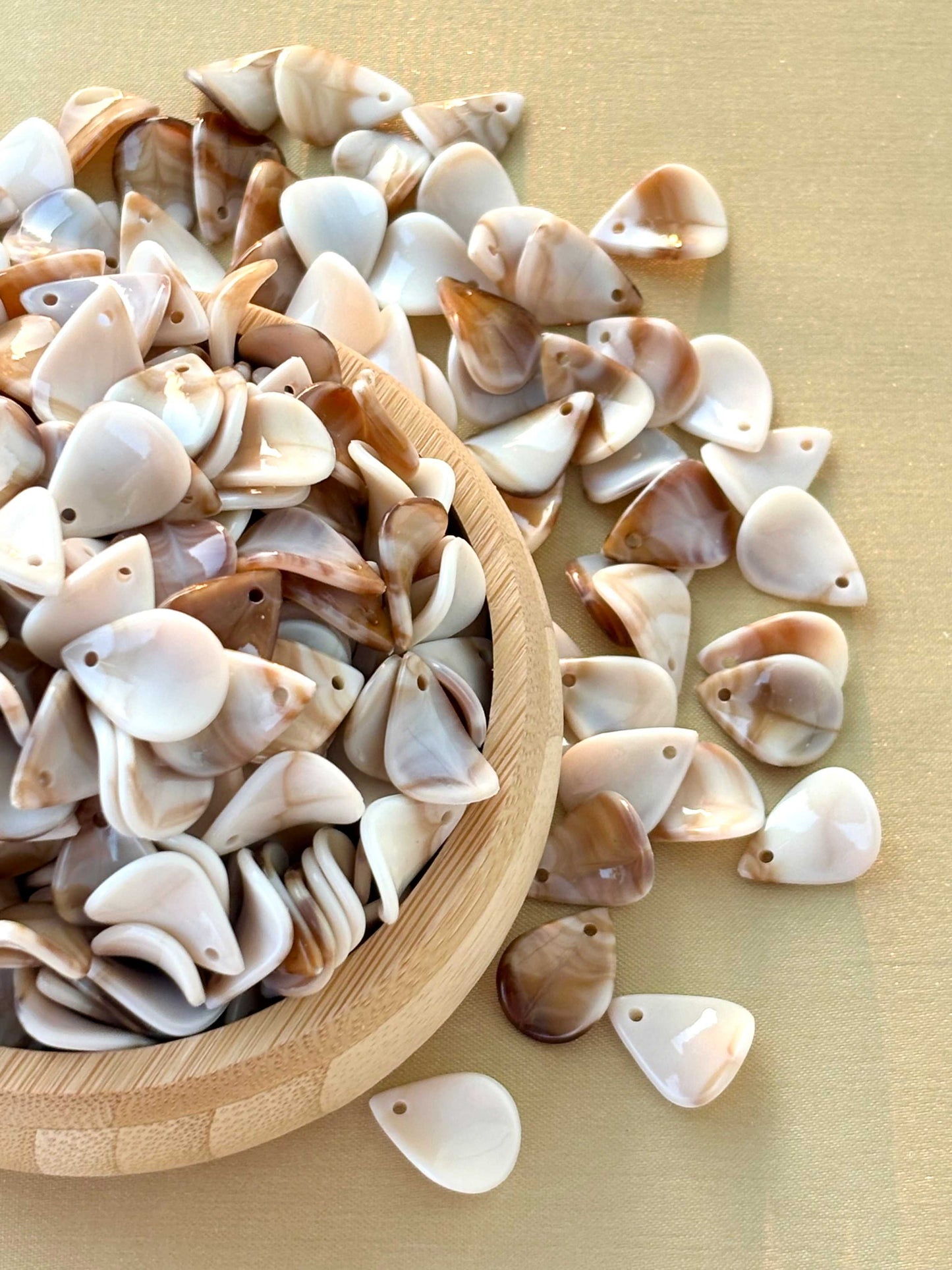 Marbled Earth Tone Petal Acrylic Beads