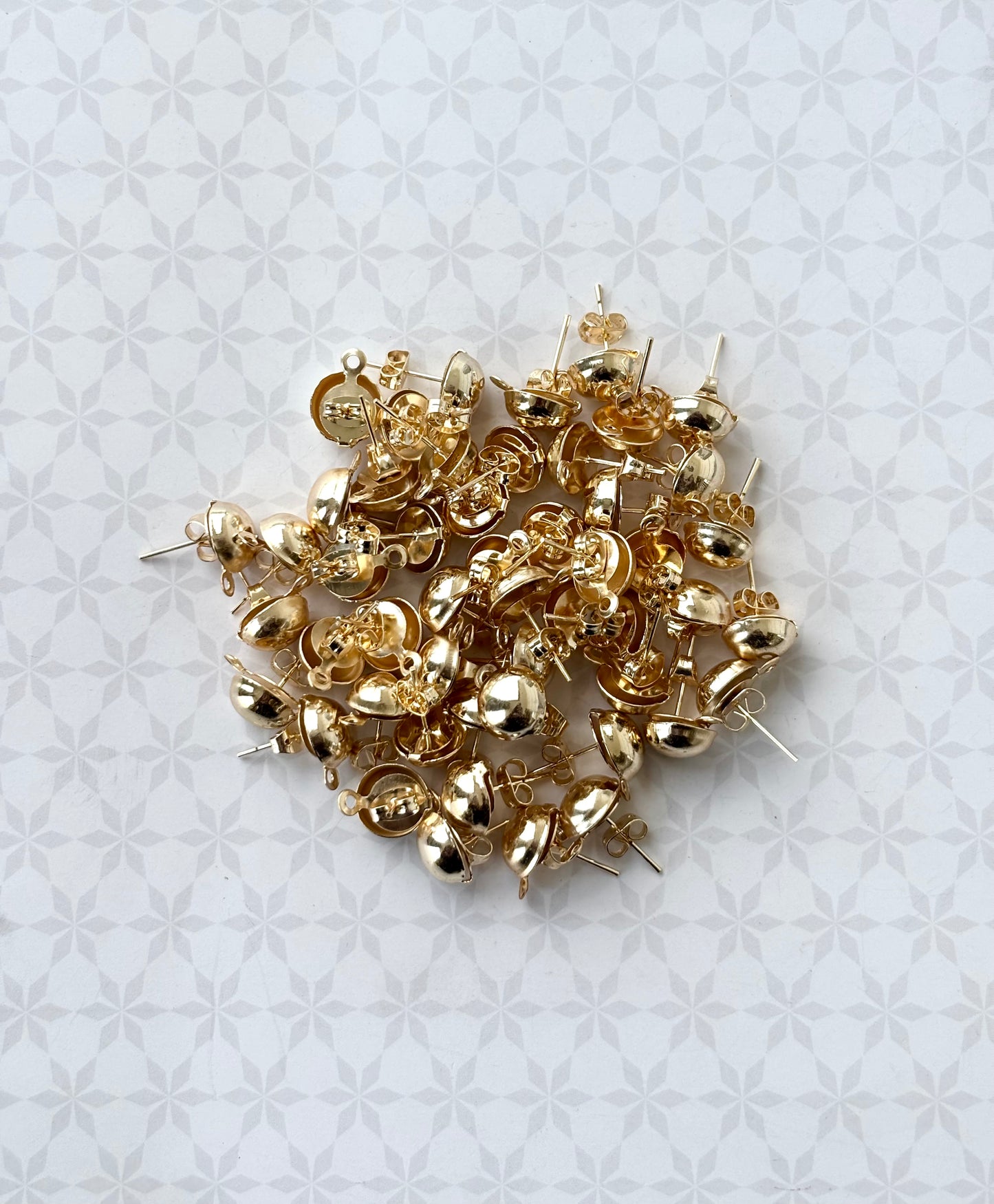 Light Gold Stud Earring Bases with Loop