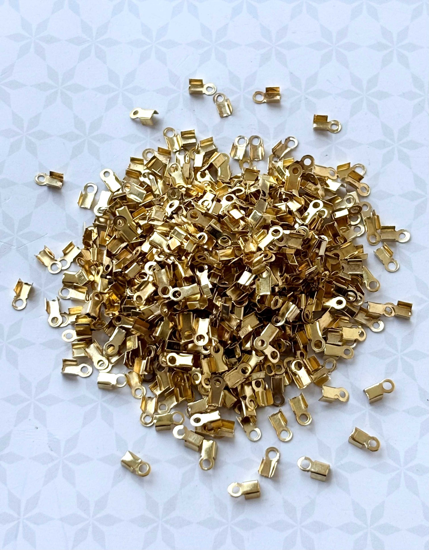 Smooth Gold Fold-Over Cord Crimp Ends